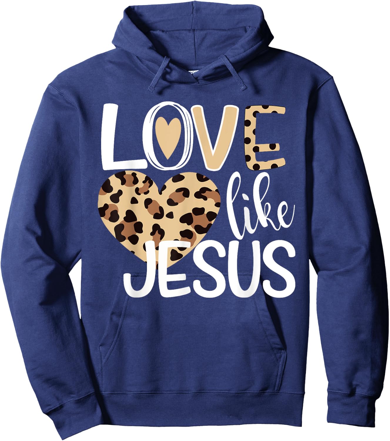 Love Like Jesus Leopard Print Hoodie - Hoodie | Navy