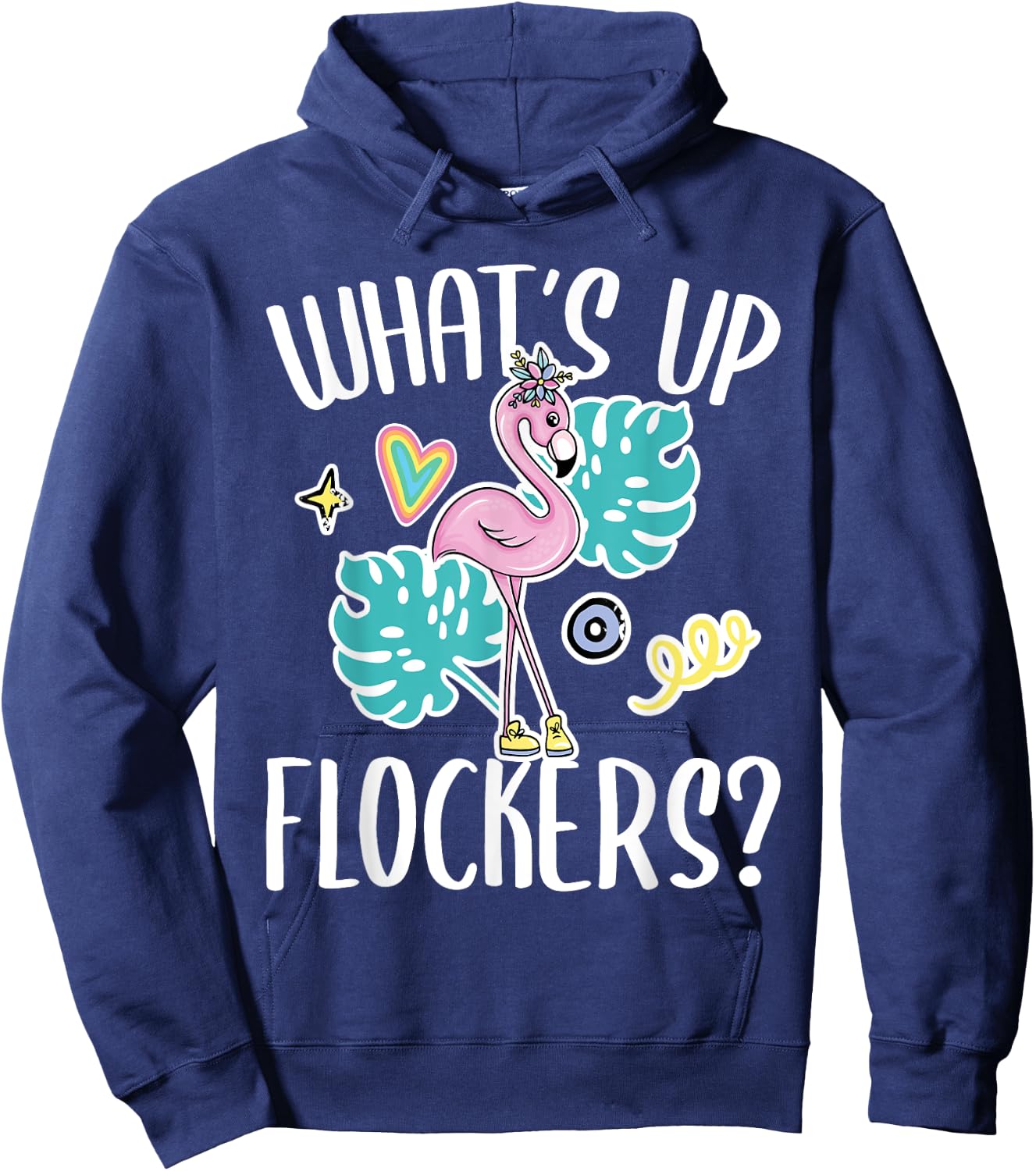 What's Up Flockers - Funny Flamingo Lover Hoodie - Hoodie | Navy