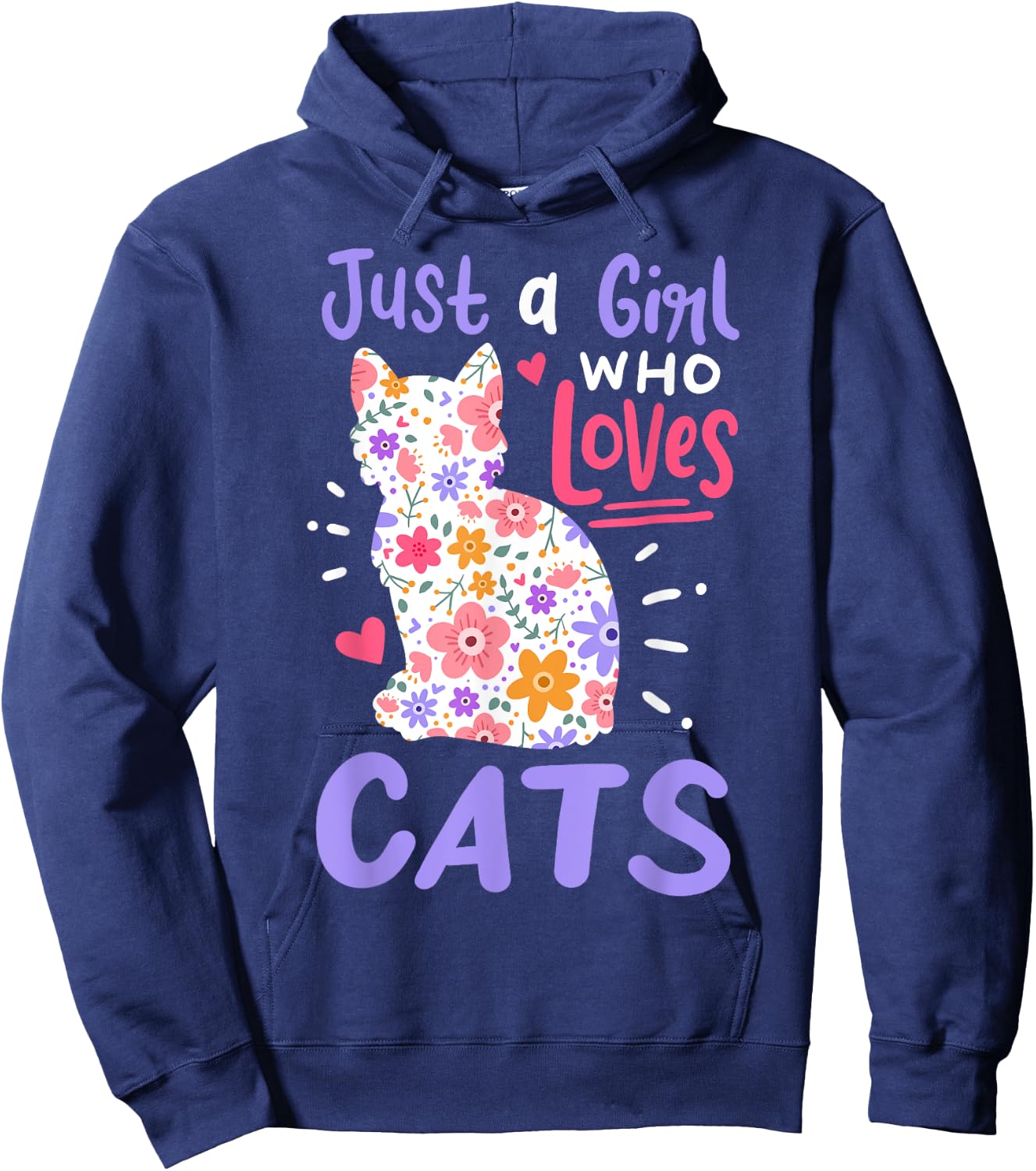 Cat Just A Girl Who Loves Cats Gift Cat Lovers Hoodie - Hoodie | Navy