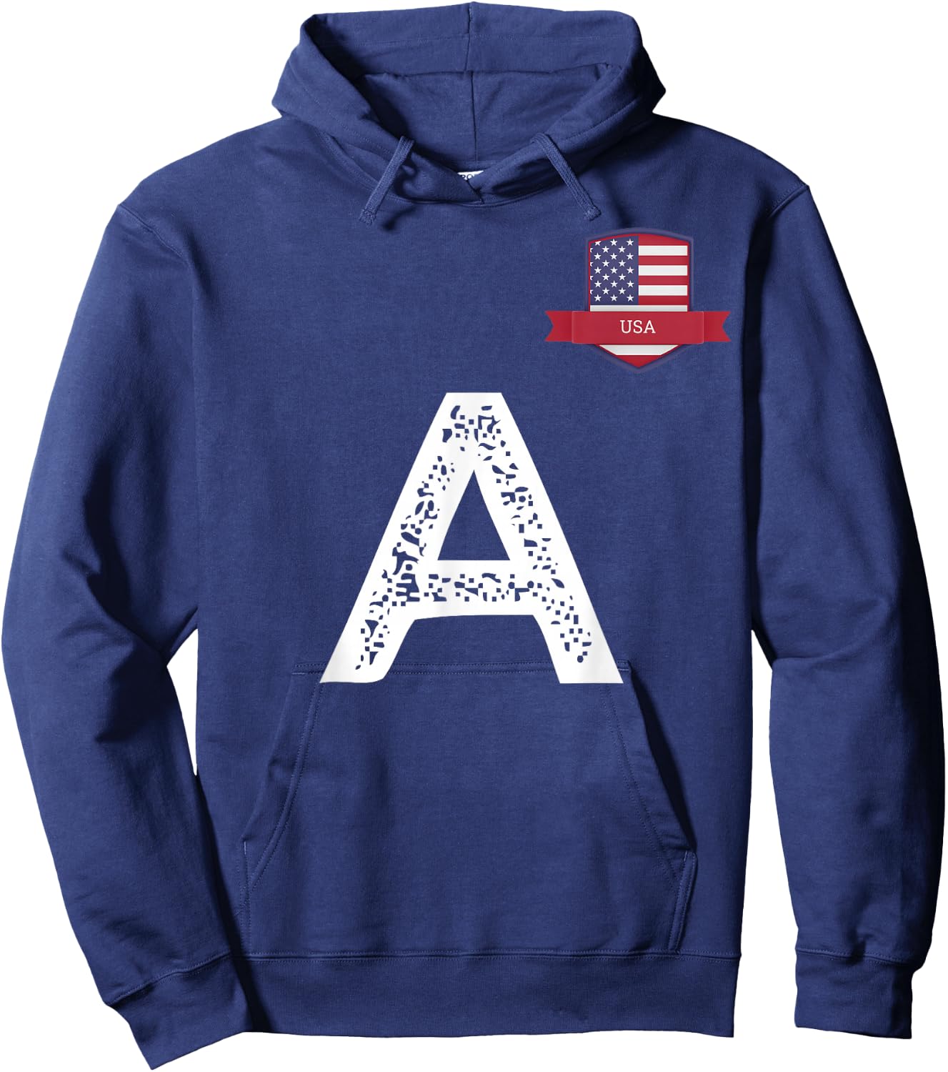 USA Human-Flag Letter A American USA Hoodie - Hoodie | Navy