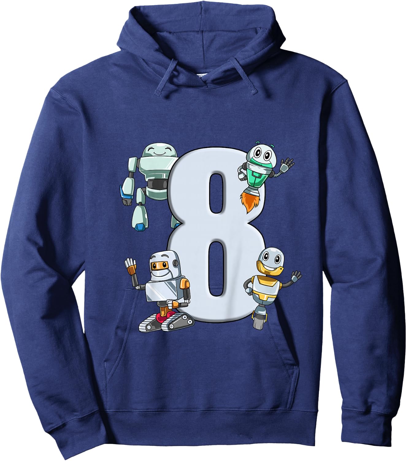 Robots 8th Birthday - Kids Robotic Science Gift Hoodie - Hoodie | Navy