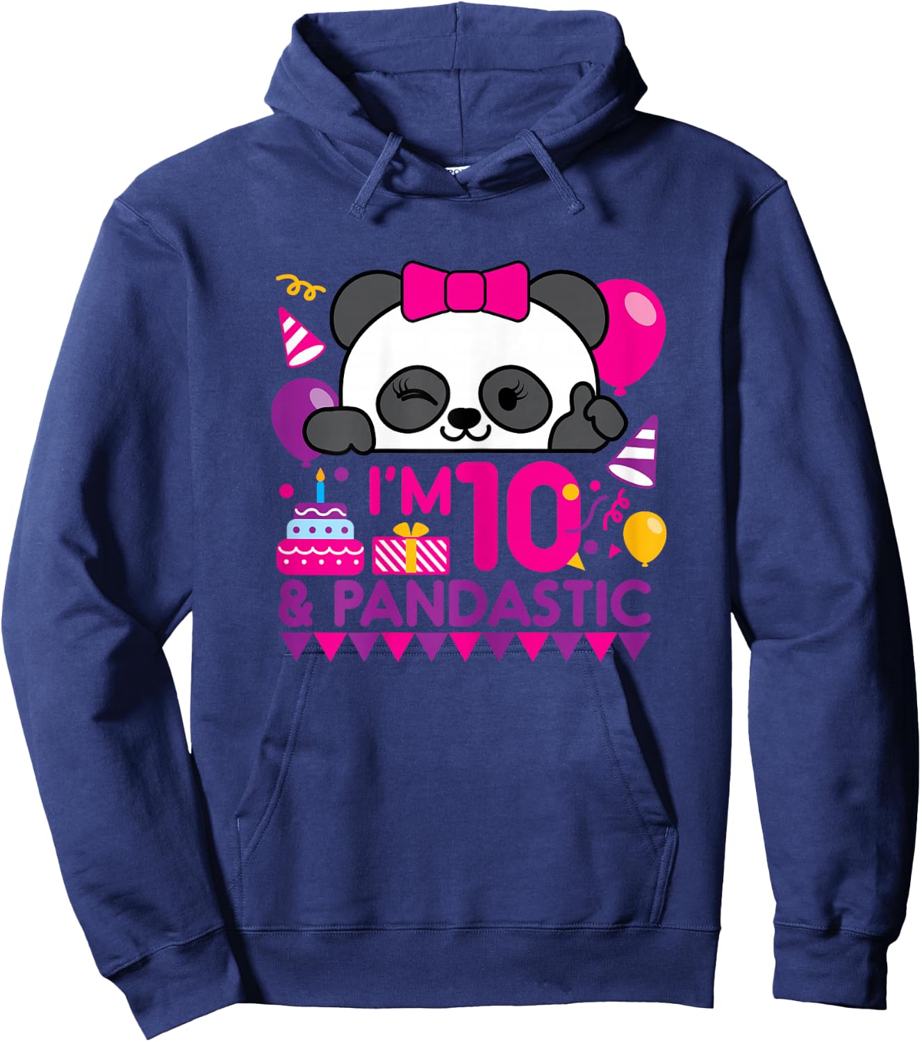 Panda 10 Year Old Children's Birthday Party Hoodie - Hoodie | Navy