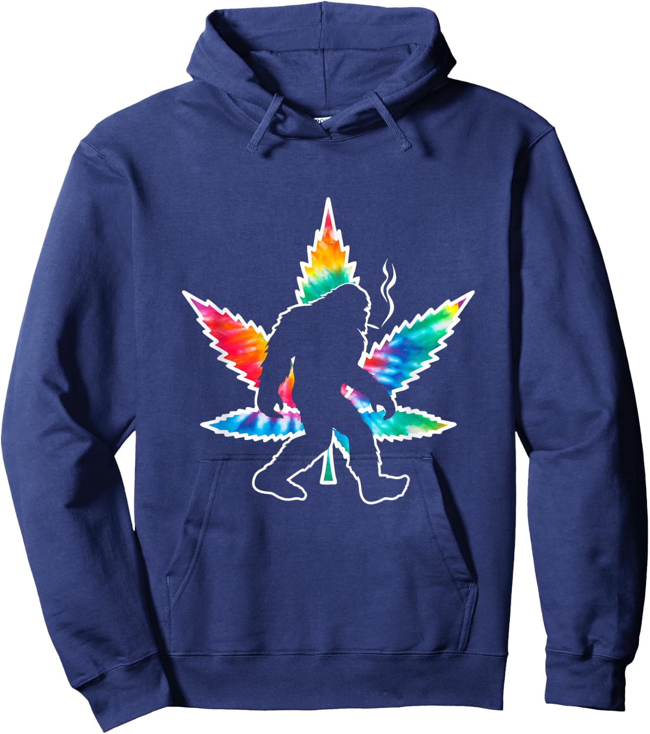 Sasquatch Bigfoot Tie Dye Pot Leaf Hoodie - Hoodie | Navy