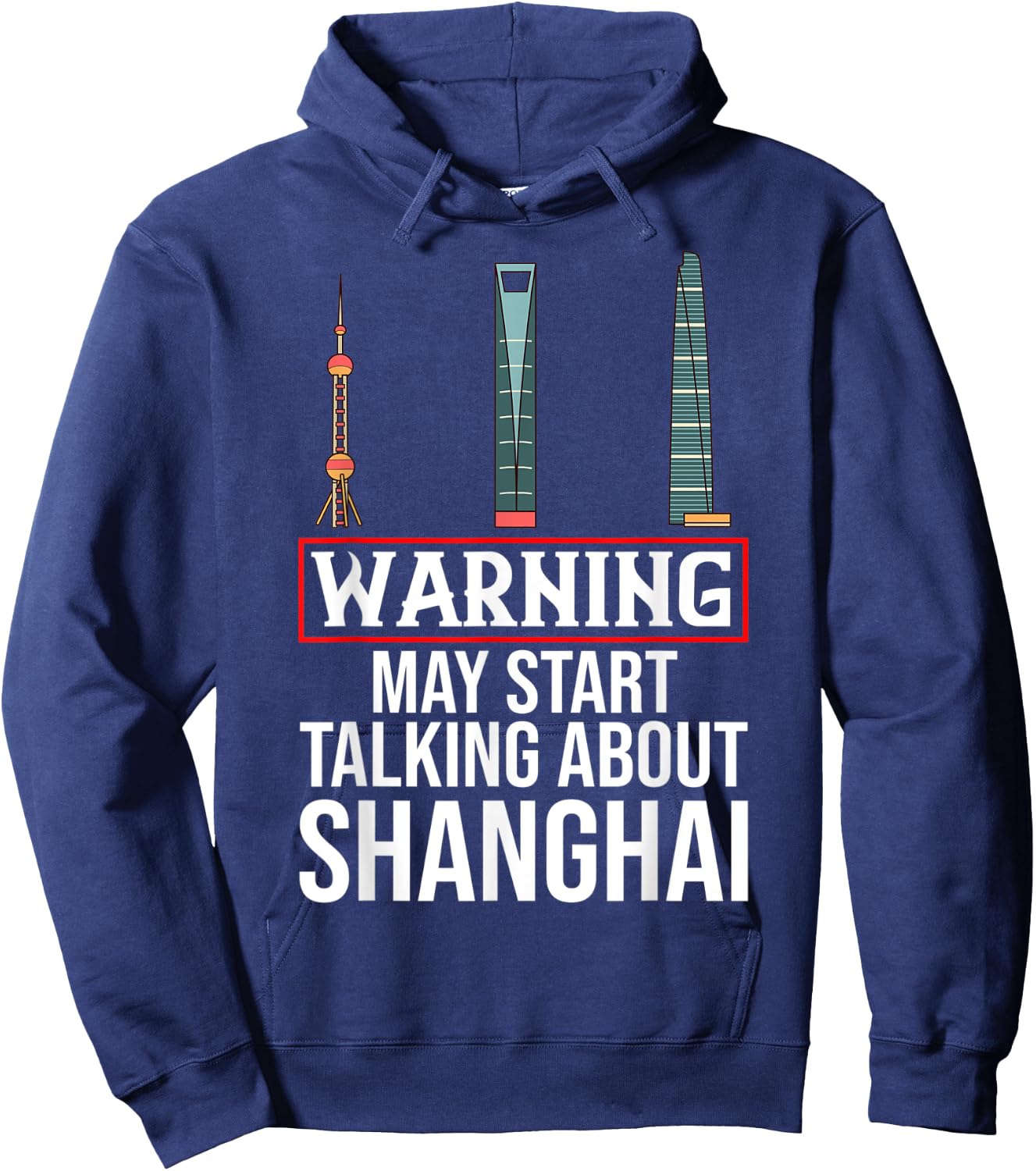 Shanghai China City Skyline Map Hoodie - Hoodie | Navy
