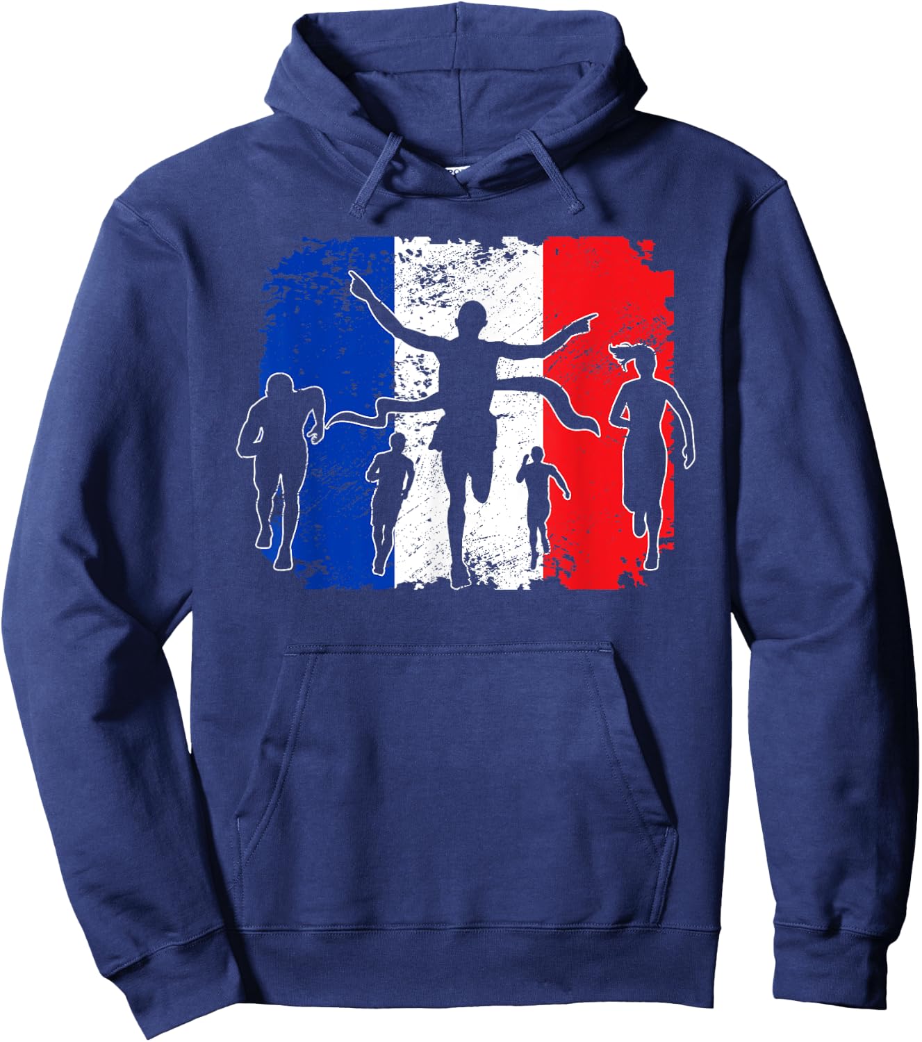 French Flag France Running Marathon Runners Hoodie - Hoodie | Navy