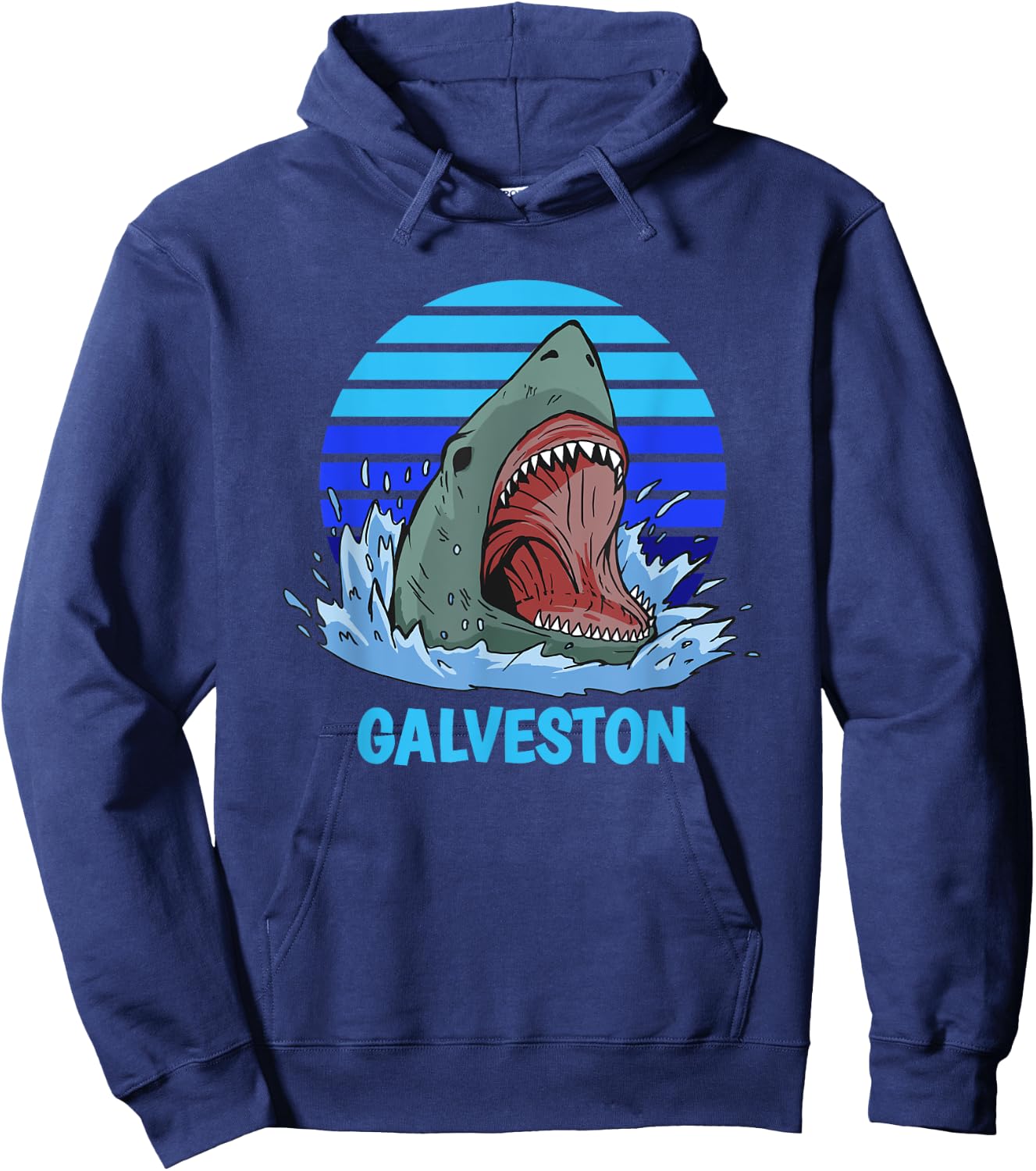 Galveston Vacation Shark Theme Hoodie - Hoodie | Navy