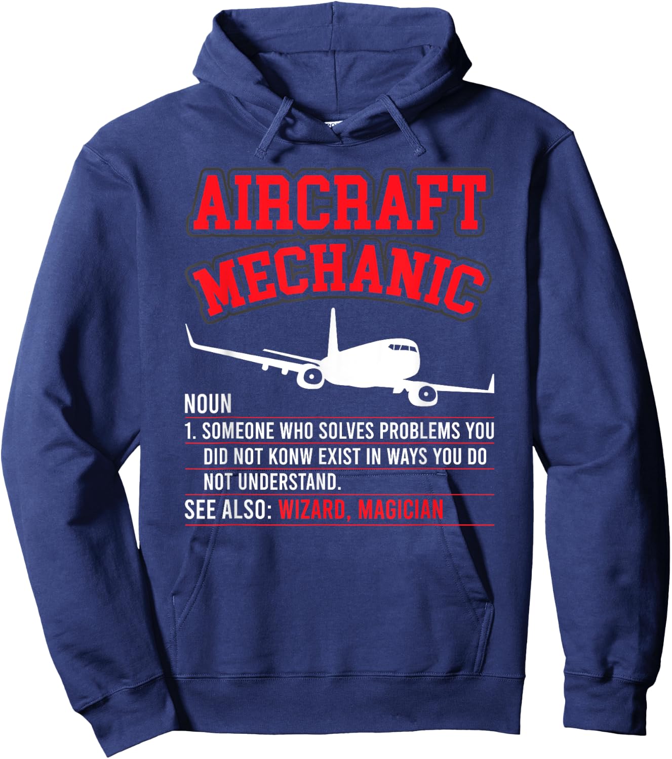 Aircraft Mechanic Definition Airplane Mechanic Hoodie - Hoodie | Navy
