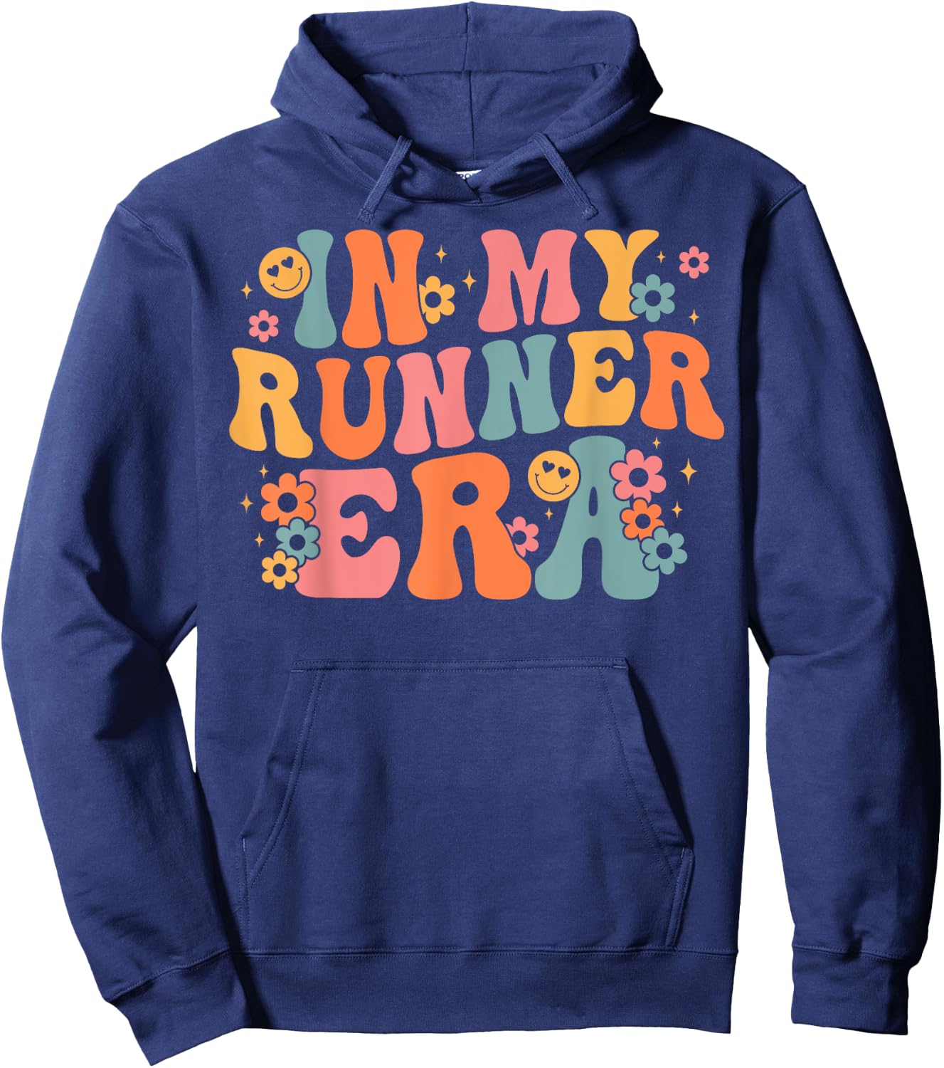 In My Runner Era Marathon Running Women Groovy Hoodie - Hoodie | Navy