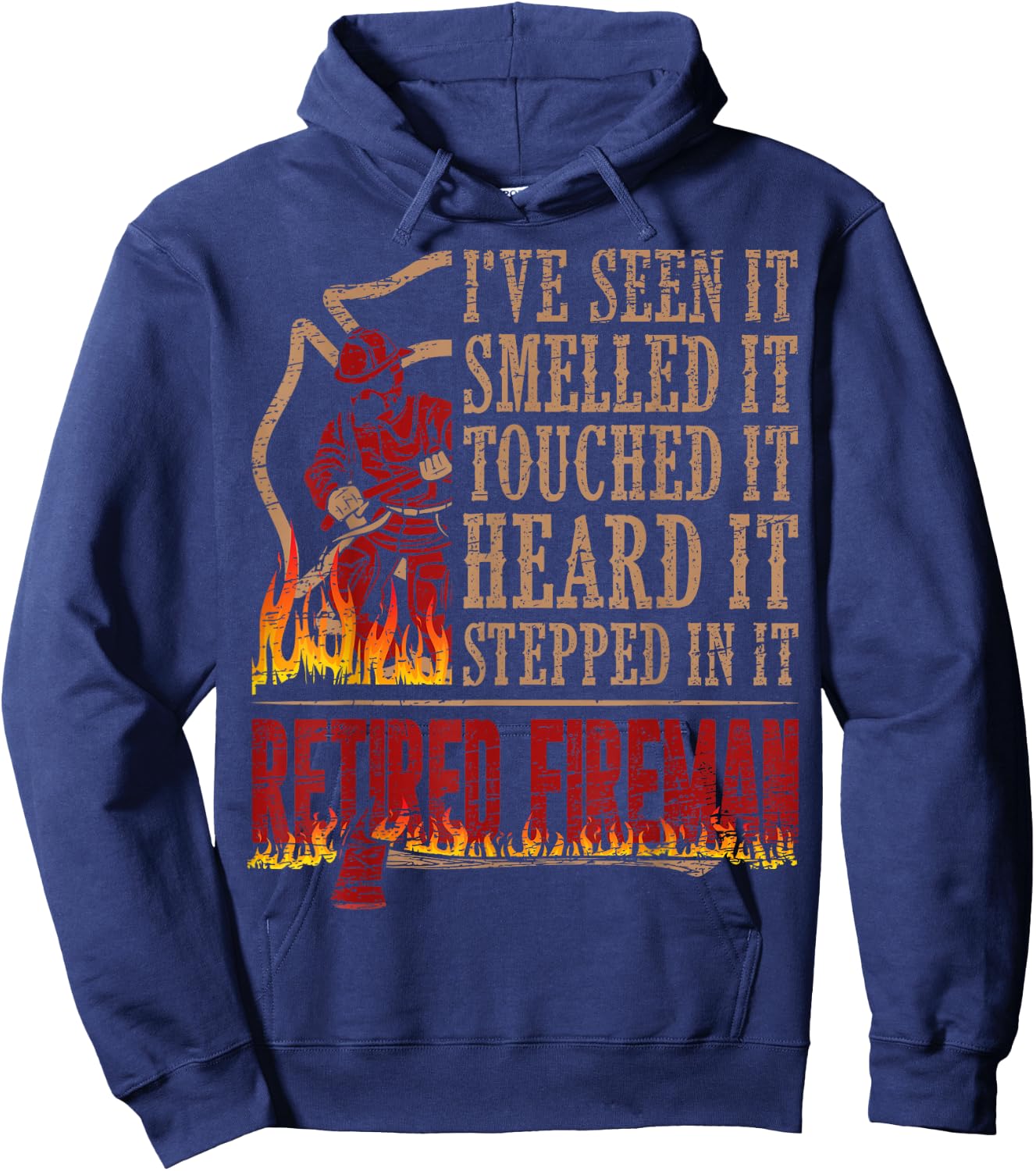 Retired Fireman Firefighter Axe Fire Gift Hoodie - Hoodie | Navy