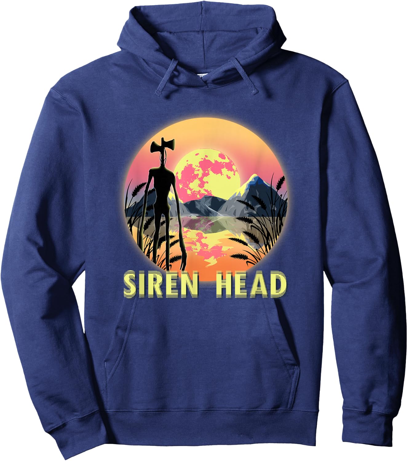 Cryptid Full Moon and Siren Head Hoodie - Hoodie | Navy