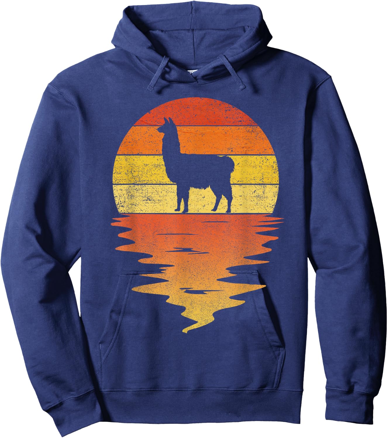 Llama shirt retro sunset 70s vintage Llama Hoodie - Hoodie | Navy