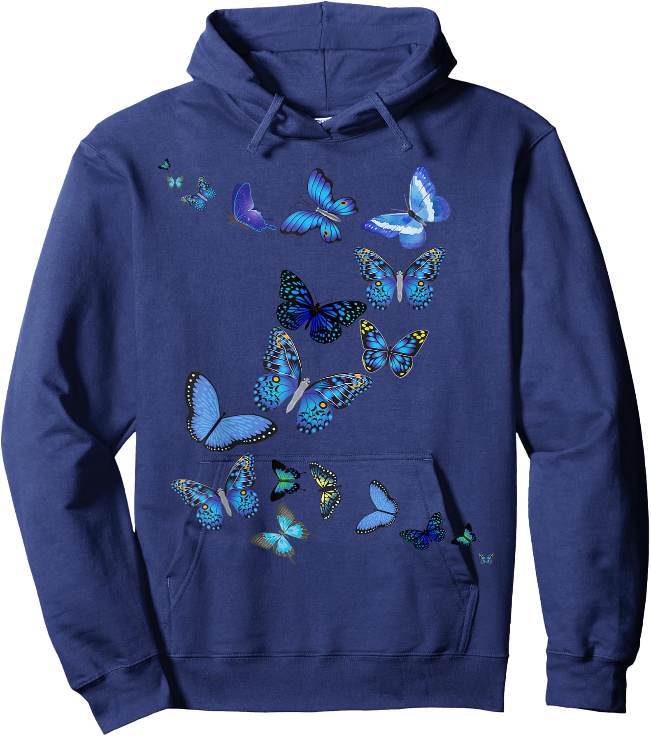 Blue Morpho Butterfly Swarm Hoodie - Hoodie | Navy