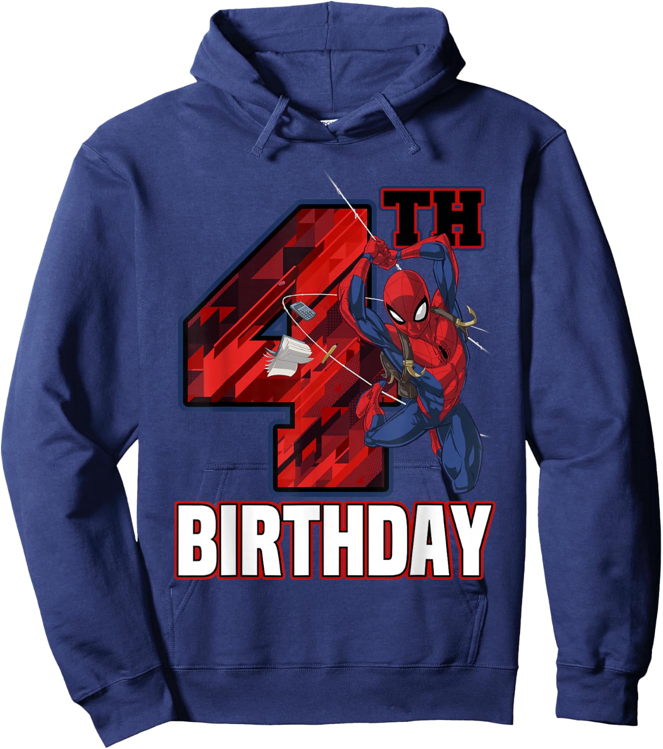Marvel Spider-Man Web Swing 4th Birthday Hoodie - Hoodie | Navy