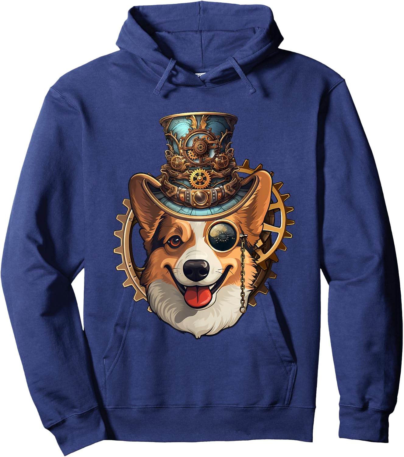 Victorian Steampunk Corgi, Funny Corgi Hoodie - Hoodie | Navy