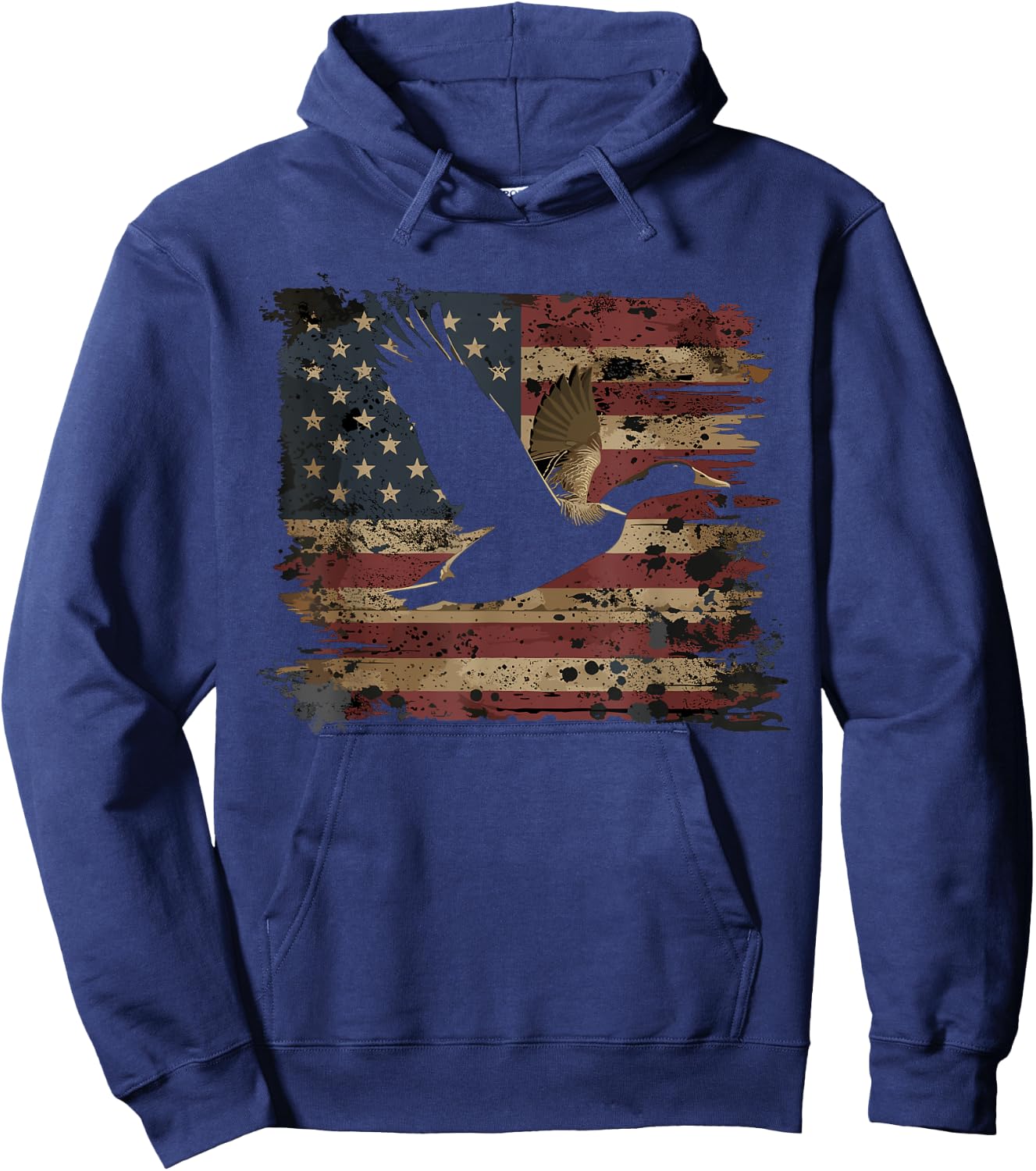 Duck Hunting 4th Of July USA American Flag Hoodie - Hoodie | Navy