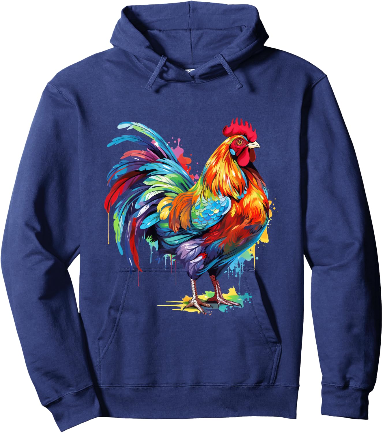 Colorful Rooster Chicken Hoodie - Hoodie | Navy