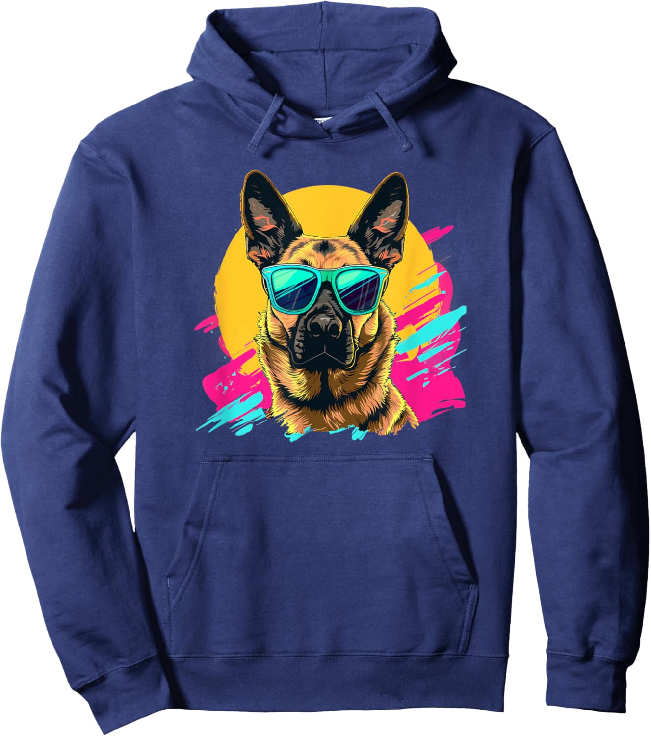 Funny Retro Vintage 80s Belgian Malinois Lover Hoodie - Hoodie | Navy