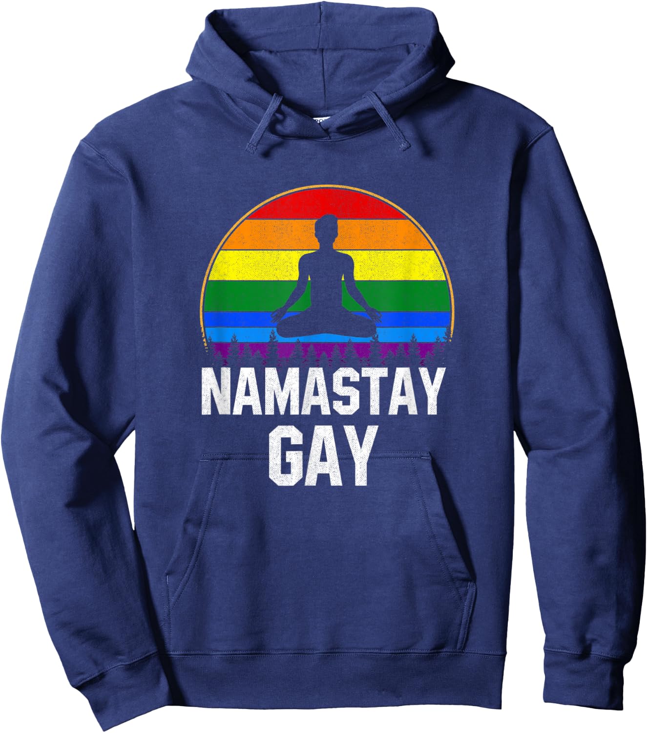Namastay Gay, funny Yoga pride lgtb Hoodie - Hoodie | Navy
