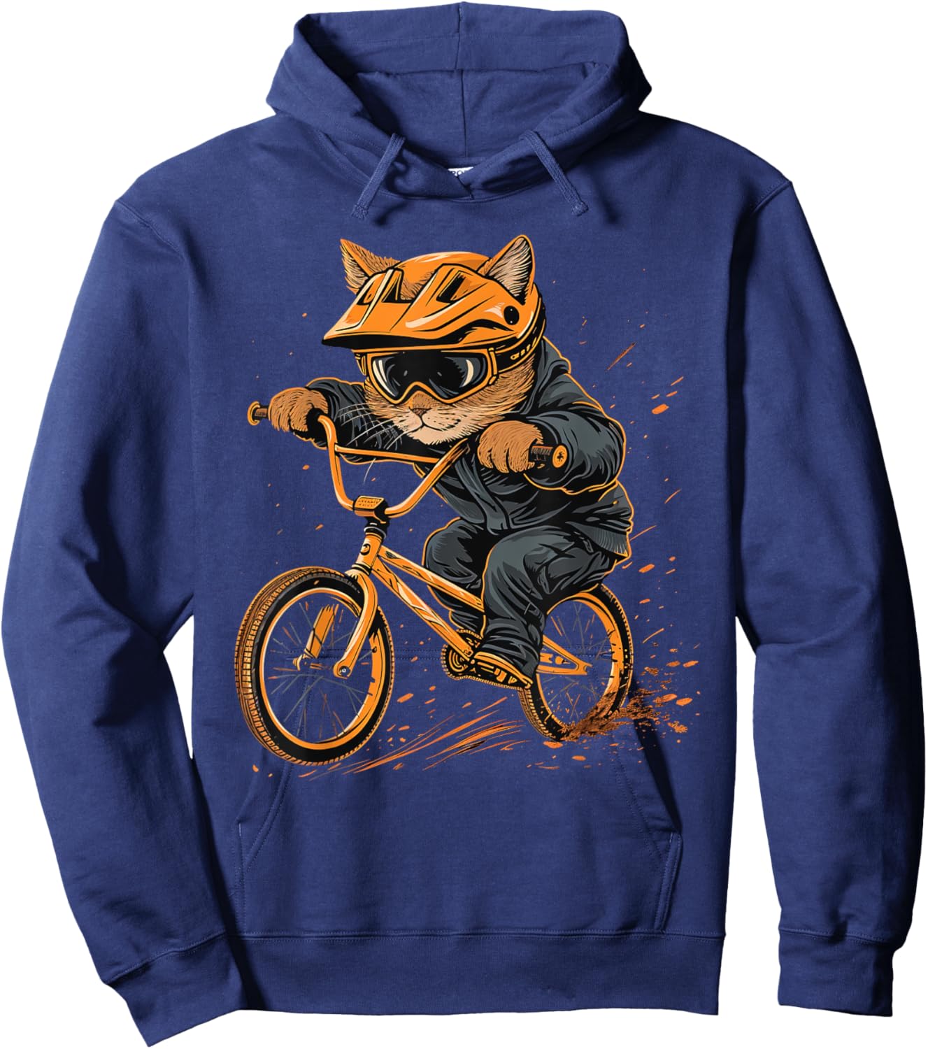 BMX racer Cat on Cycling BMX Racing Women Kids Hoodie - Hoodie | Navy