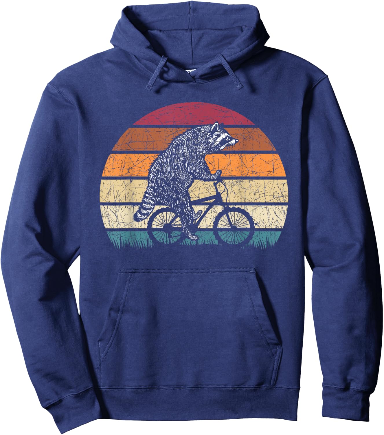 Bicycle Trash Panda Retro Cyclist Gift Racoon Hoodie - Hoodie | Navy