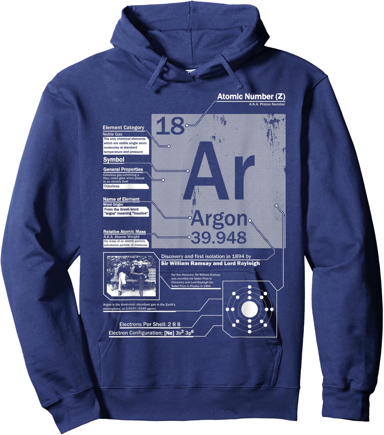 Argon (Ar) Element | Atomic Number 18 Science Hoodie - Hoodie | Navy