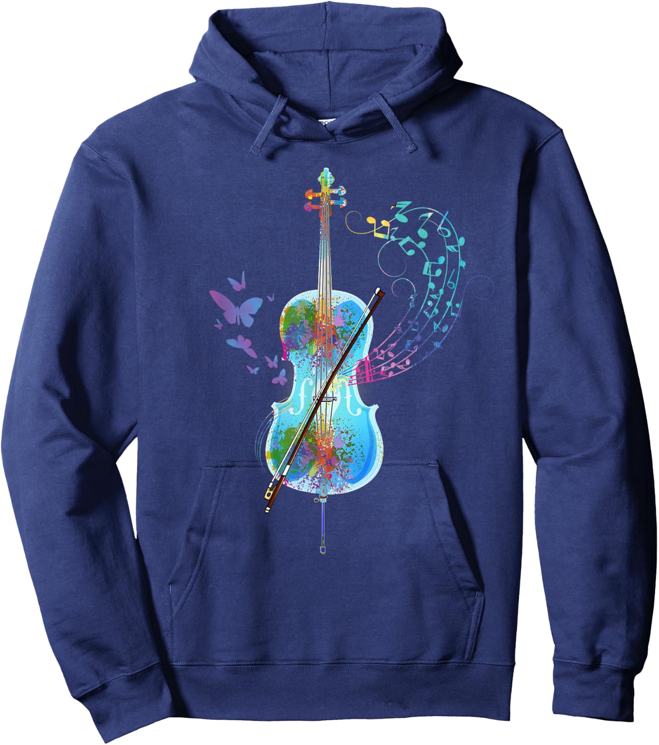 Classical Musical Instrument Colorful Cello Hoodie - Hoodie | Navy