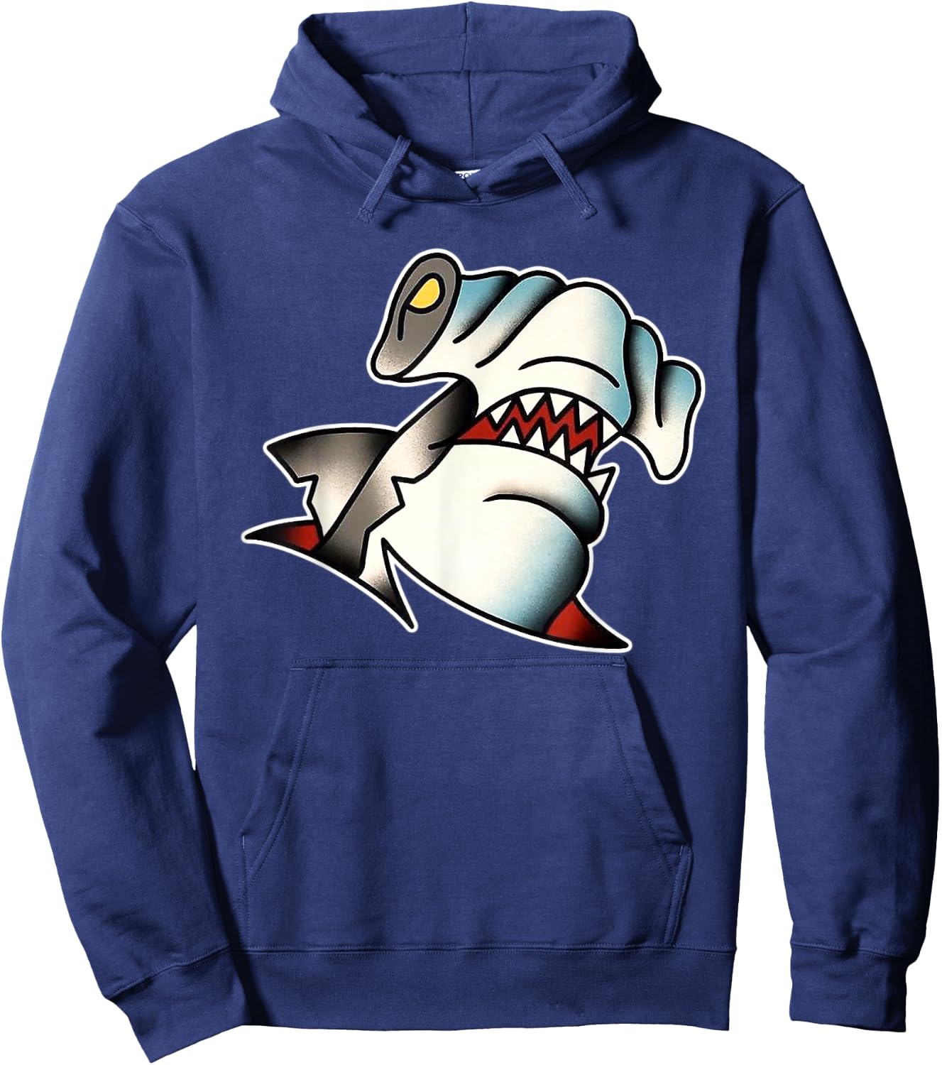 Hammerhead Shark Traditional Tattoo Flash Hoodie - Hoodie | Navy
