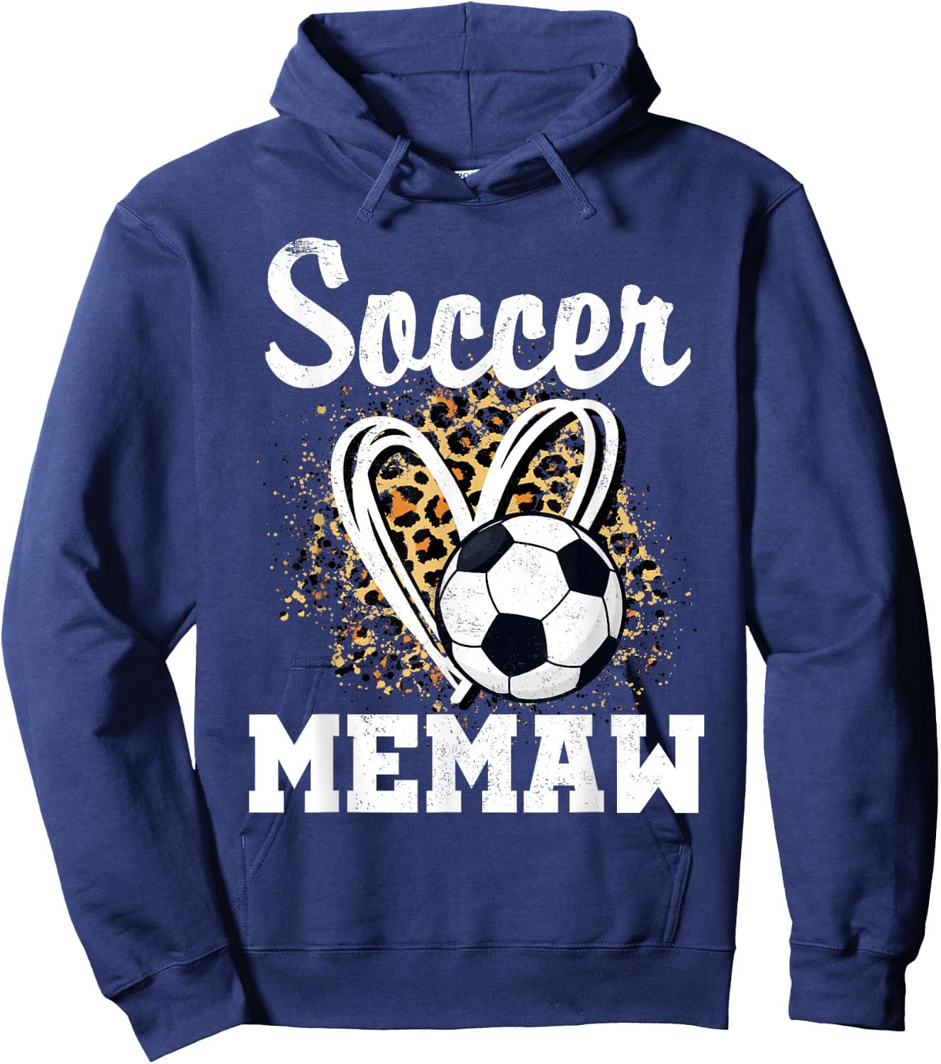 Soccer Memaw Leopard Heart Matching Family Hoodie - Hoodie | Navy