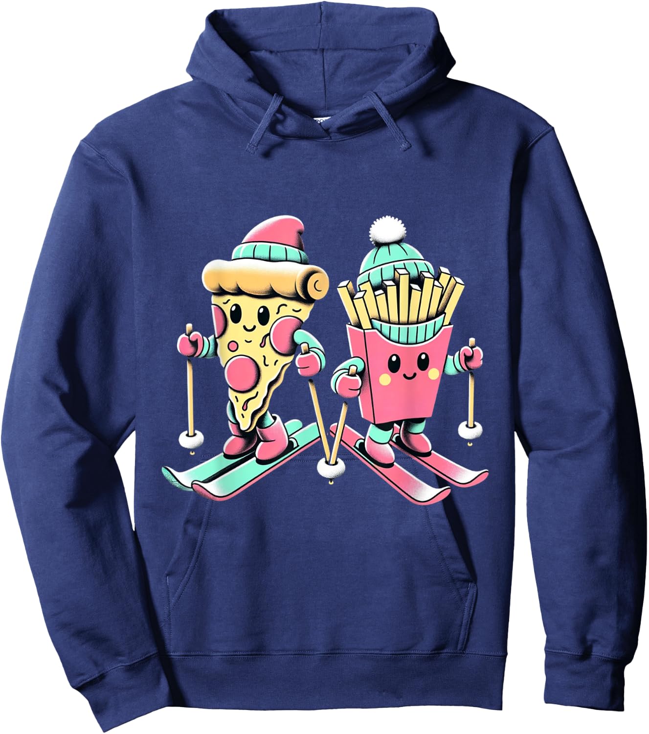 SKI LOVER PIZZA and Fries Hoodie - Hoodie | Navy