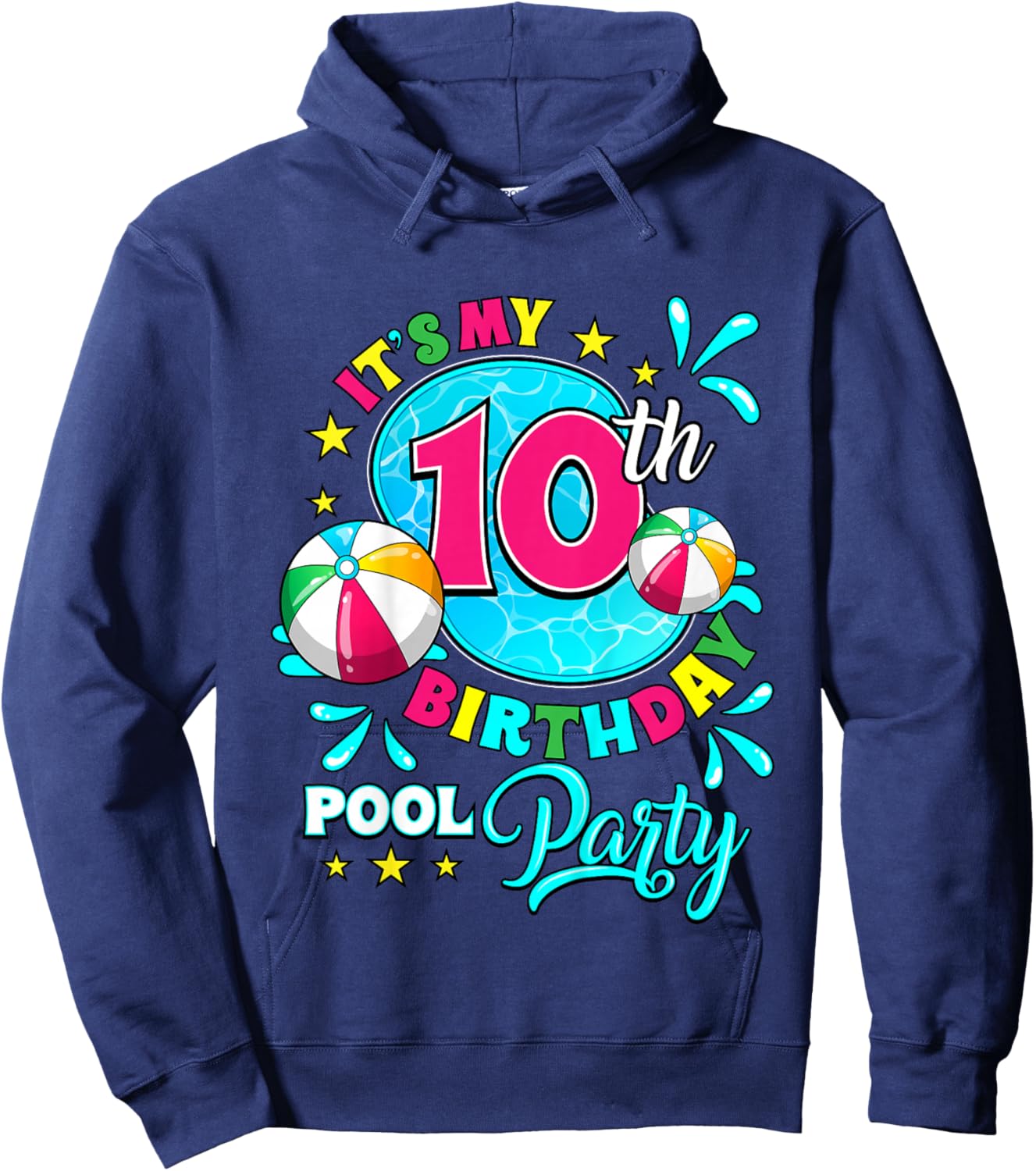 It's My 10th Birthday Pool Party 10 Years Old Hoodie - Hoodie | Navy