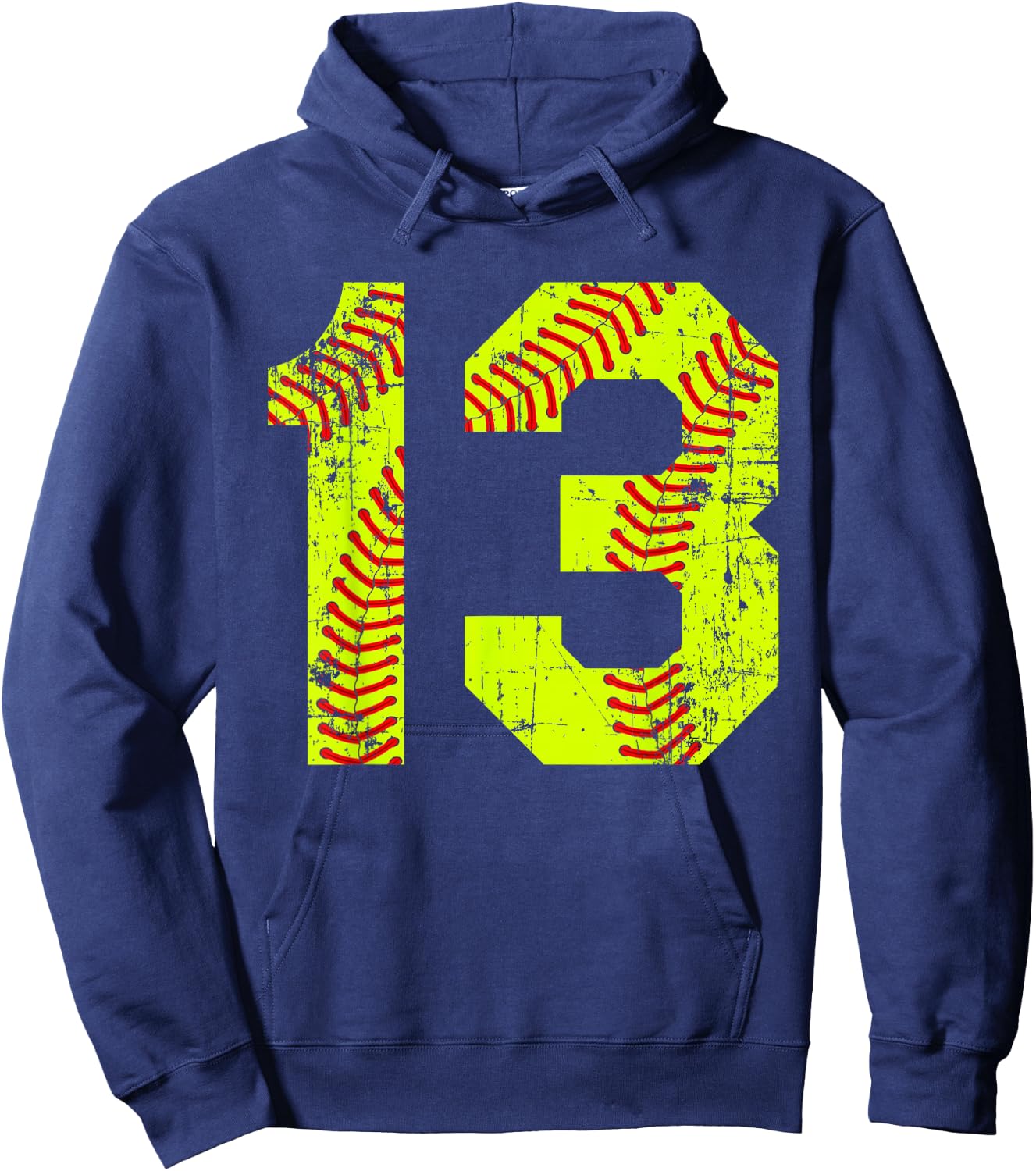 Vintage Softball 13 Jersey Number Hoodie - Hoodie | Navy