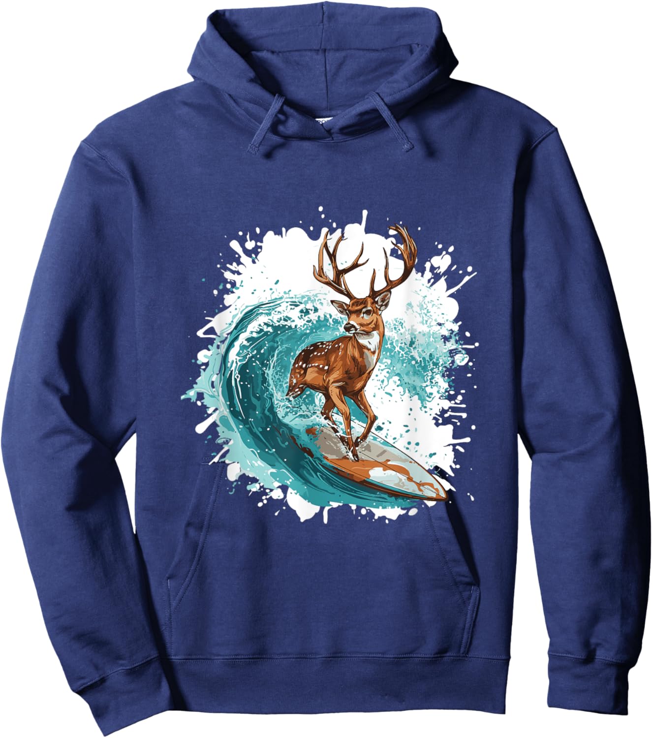 Deer Surfboarding | Animal Sport Surfer Surfing Hoodie - Hoodie | Navy