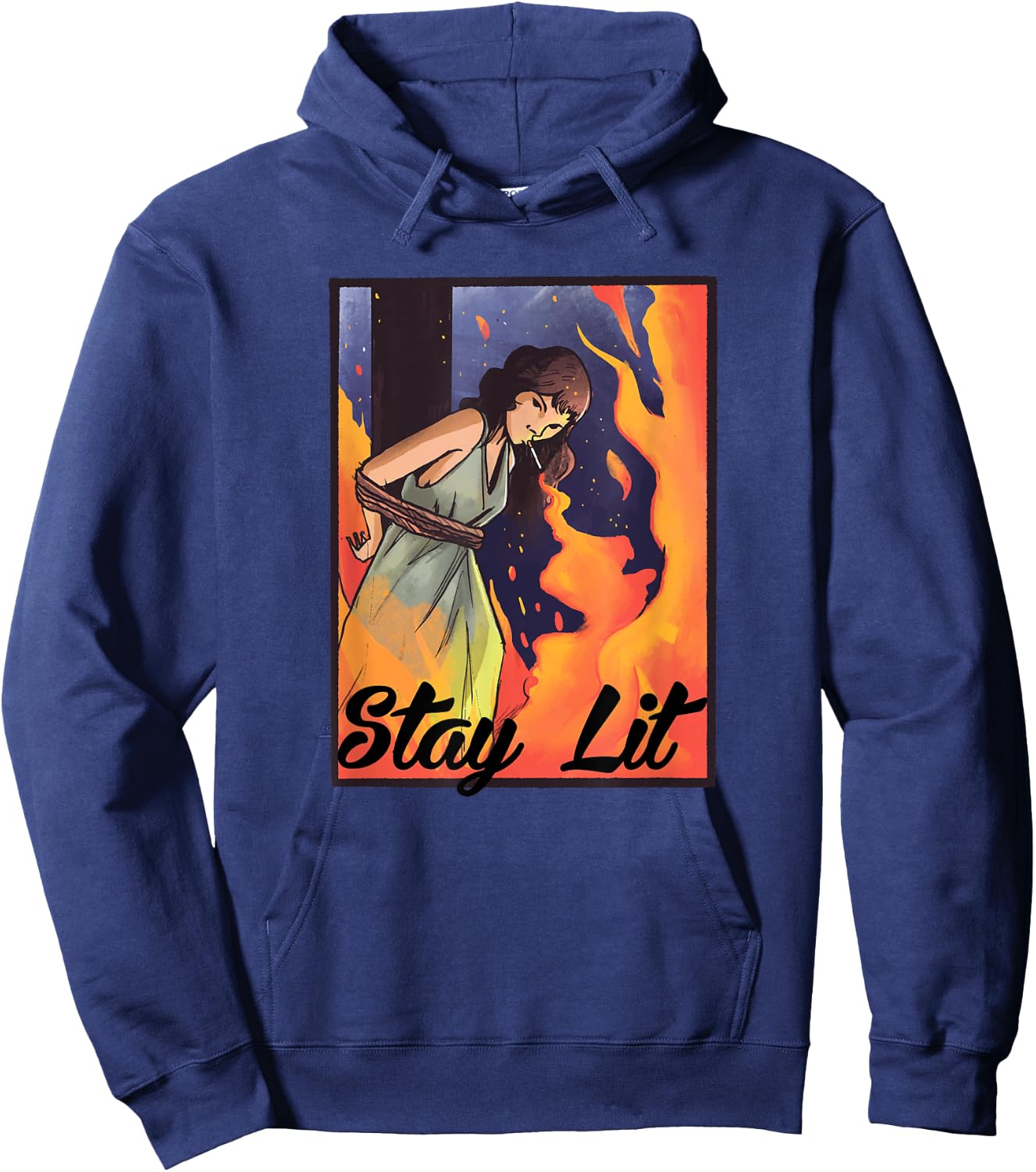 Burning Witch Smoking - Stay Lit Hoodie - Hoodie | Navy