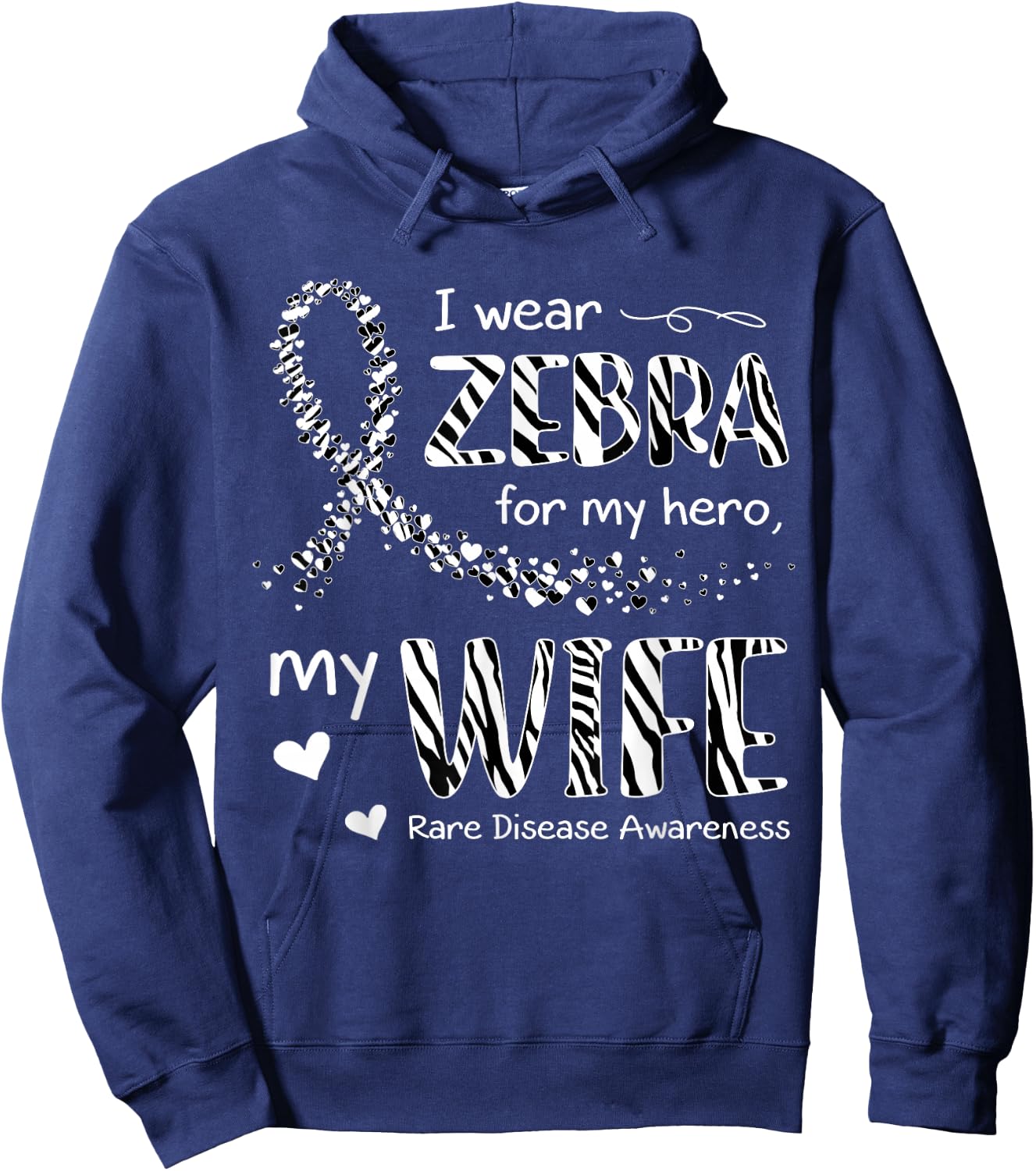 I Wear Zebra For Wife Rare Disease Awareness Hoodie - Hoodie | Navy