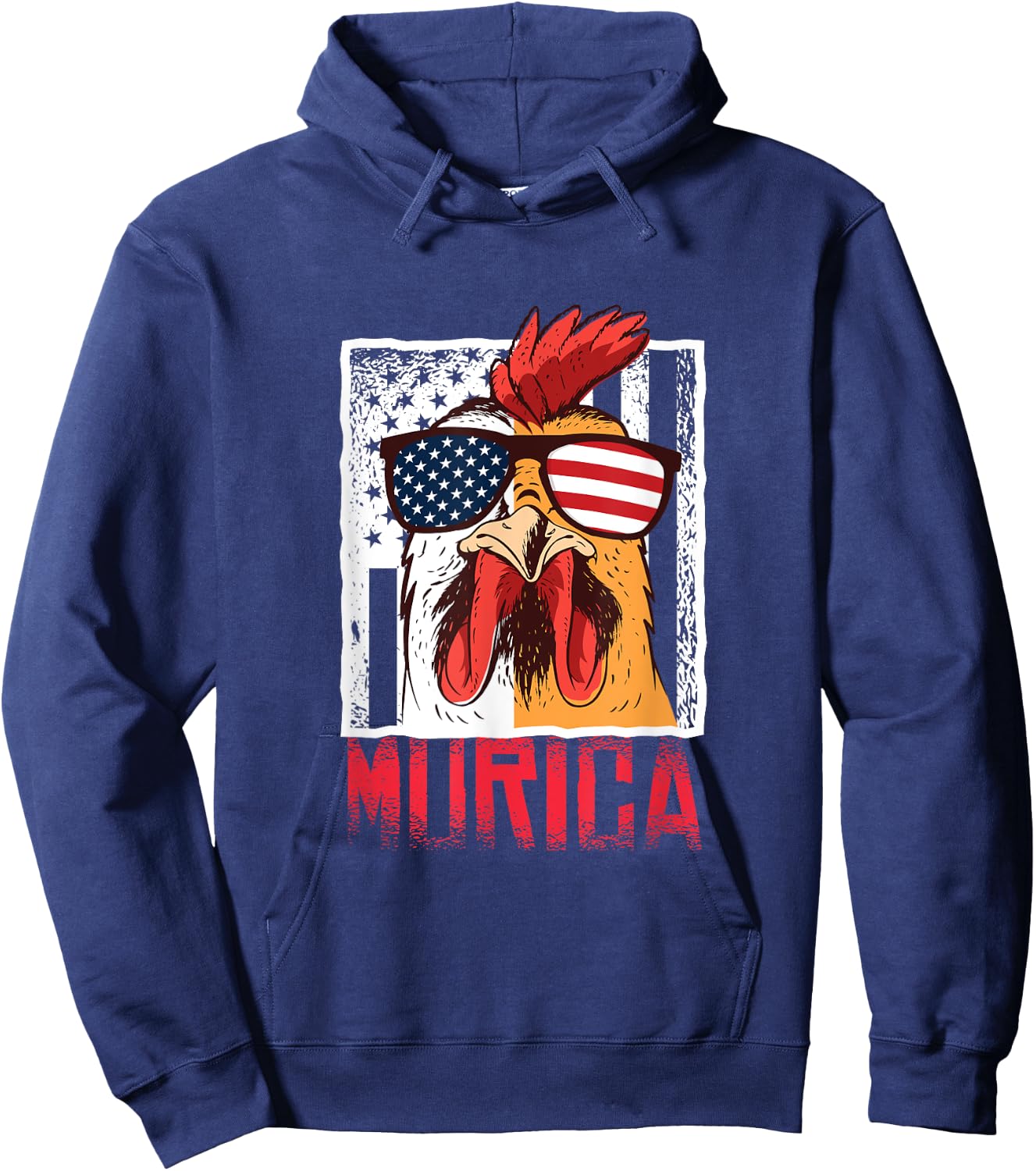 Merica Sunglasses Cock Funny Rooster Murica Hoodie - Hoodie | Navy