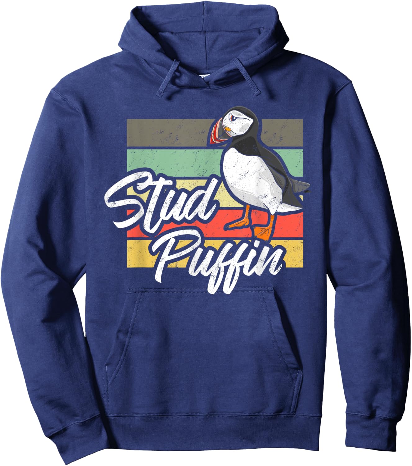 Stud Puffin - Funny Bird Seabird Vintage Retro Hoodie - Hoodie | Navy