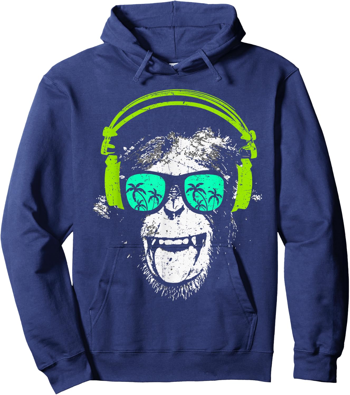 Monkey DJ with headphones and sunglasses Gift Hoodie - Hoodie | Navy