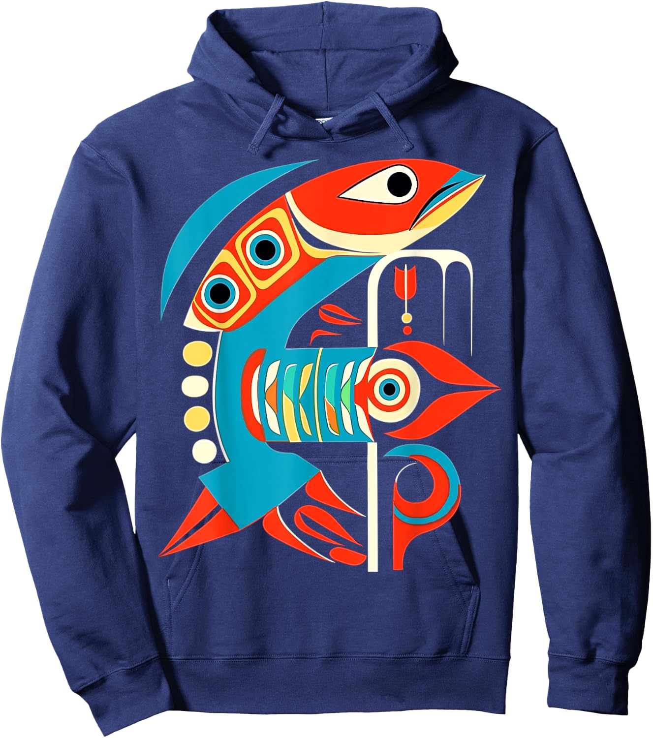 Salmon Salish Coastal Art Native American Hoodie - Hoodie | Navy