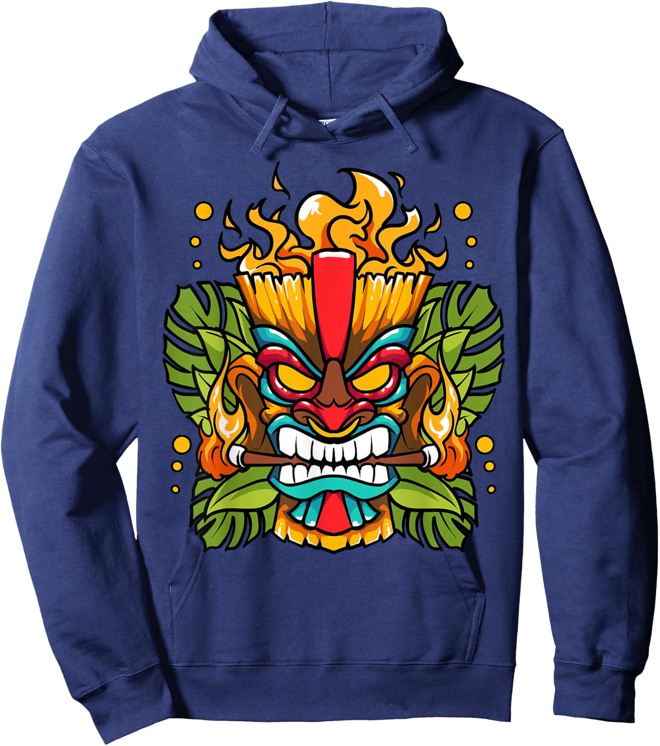 Hawaiian Tiki Mask Fire Totem God Of The Luau Hoodie - Hoodie | Navy