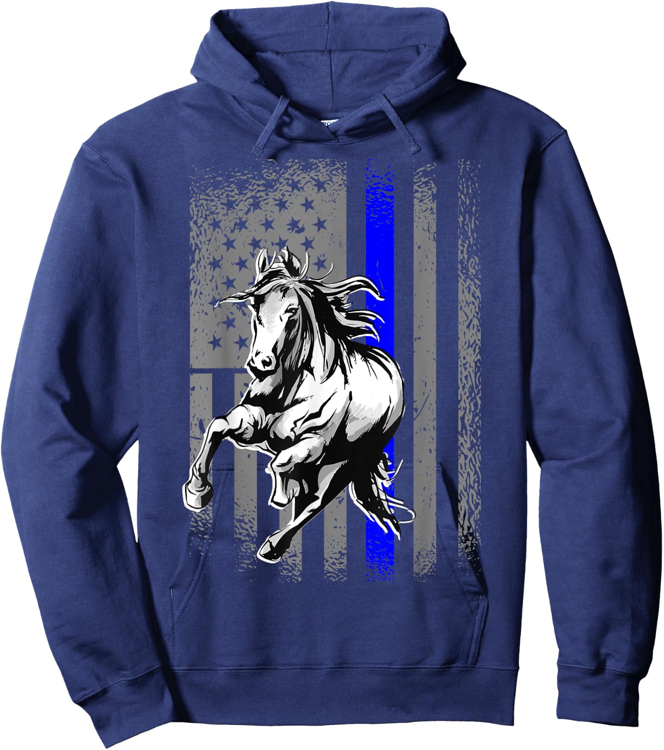 Mounted Patrol Police Horse American Flag Hoodie - Hoodie | Navy