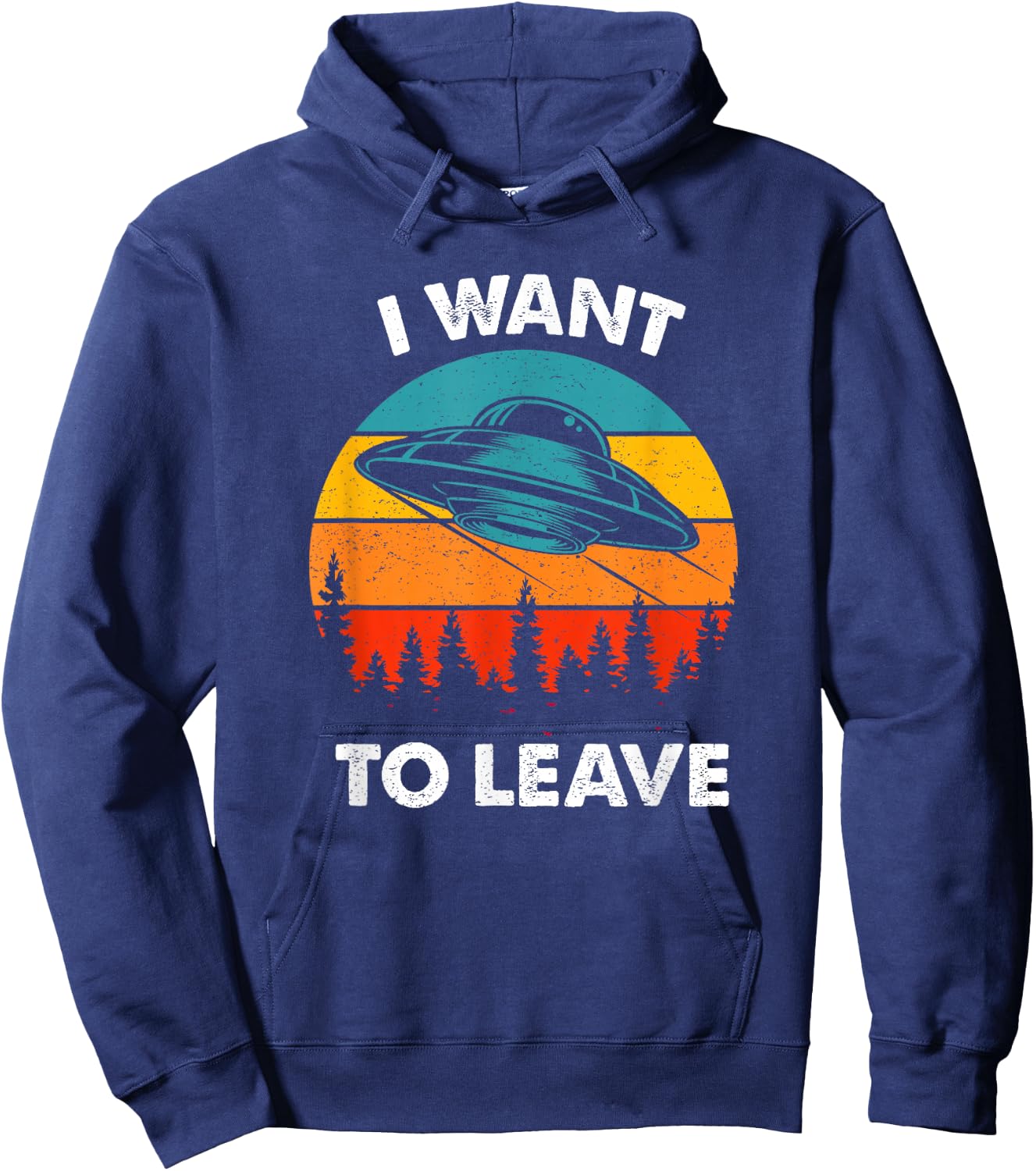 Funny Alien I want to leave Retro Vintage Style Hoodie - Hoodie | Navy