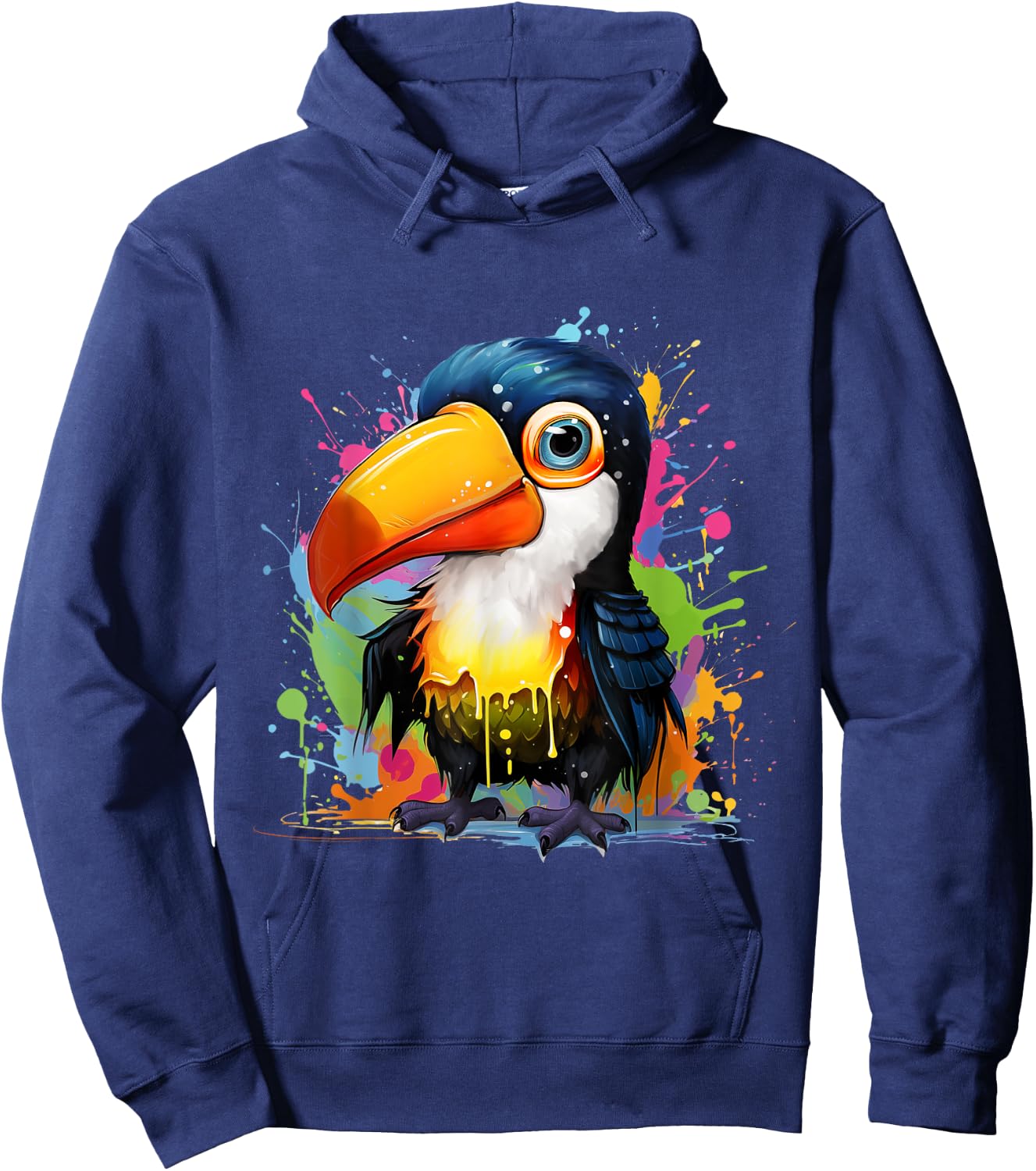 Small toucan with colorful splashes of paint Hoodie - Hoodie | Navy