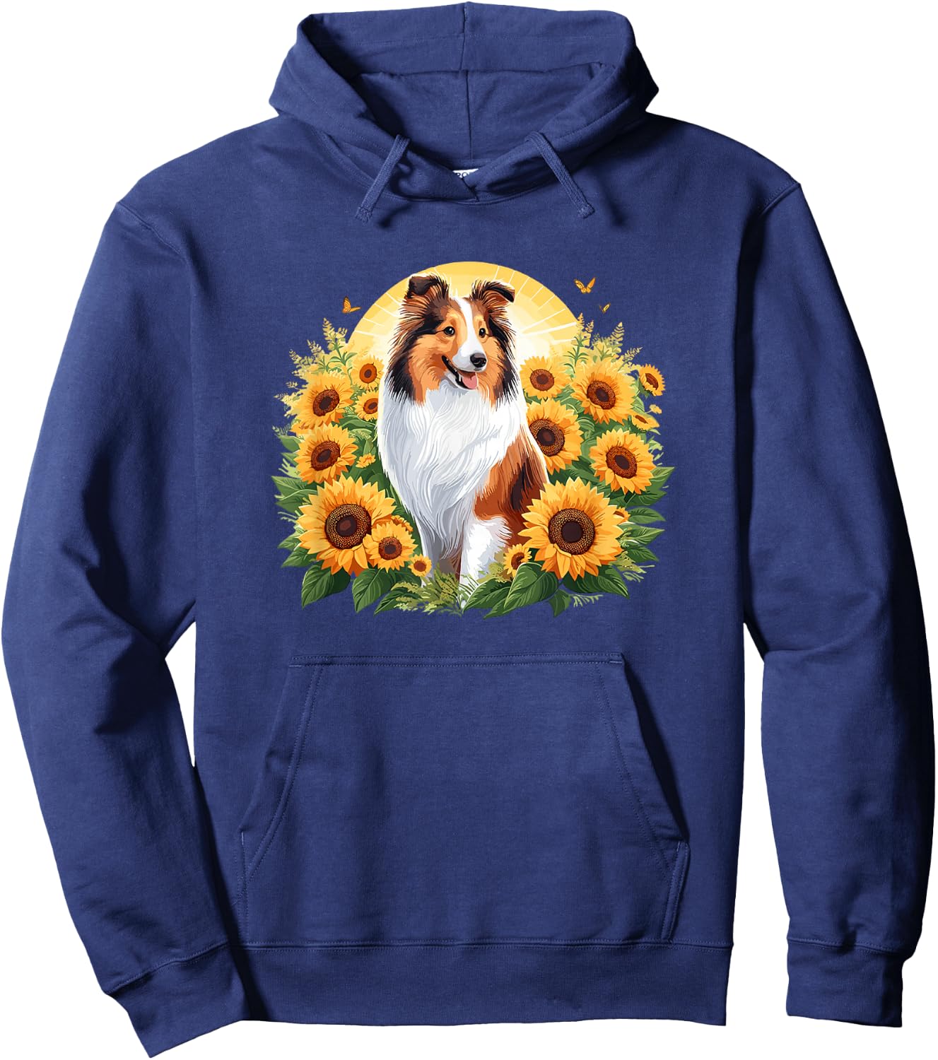 Cute Girls Funny Sunflower Rough Collie Lover Hoodie - Hoodie | Navy