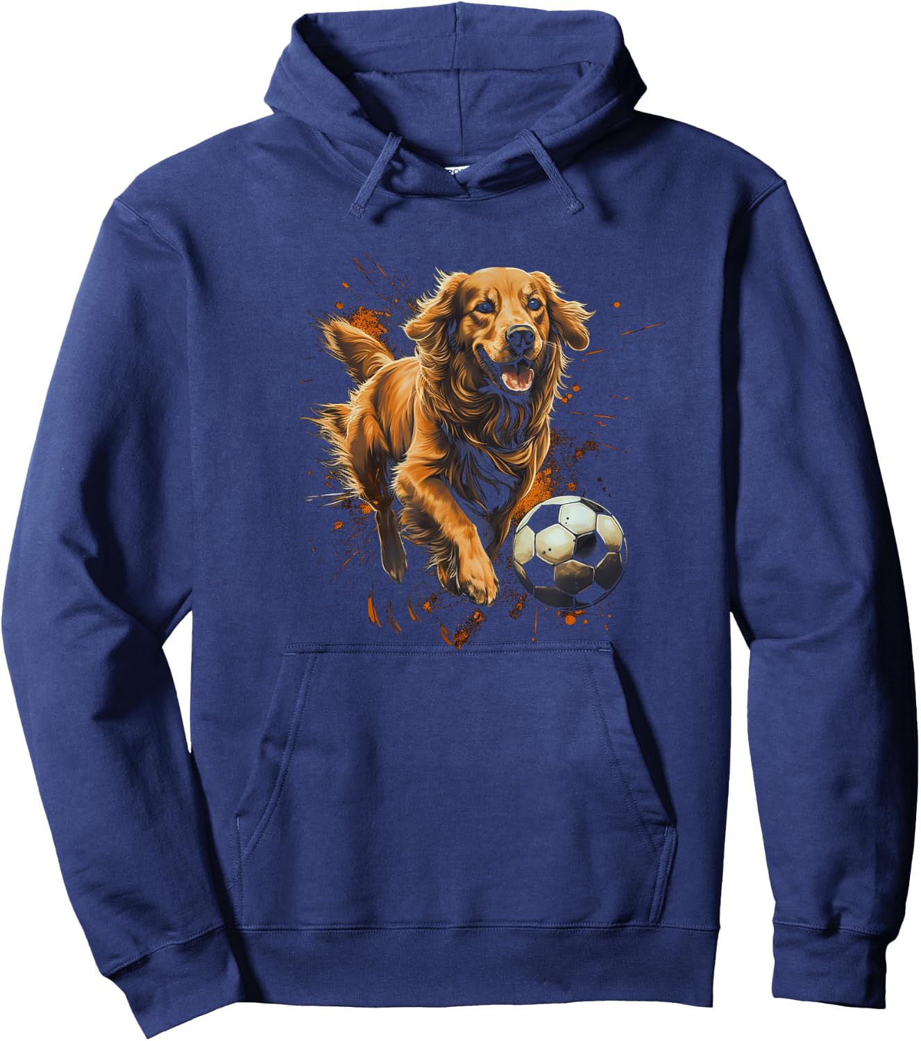 Golden Retriever Playing Soccer Hoodie - Hoodie | Navy