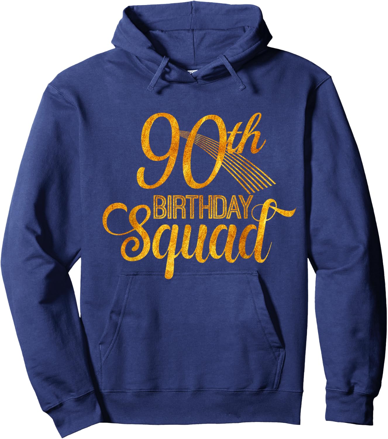 90th Birthday Squad Party Bday Yellow Gold Hoodie - Hoodie | Navy