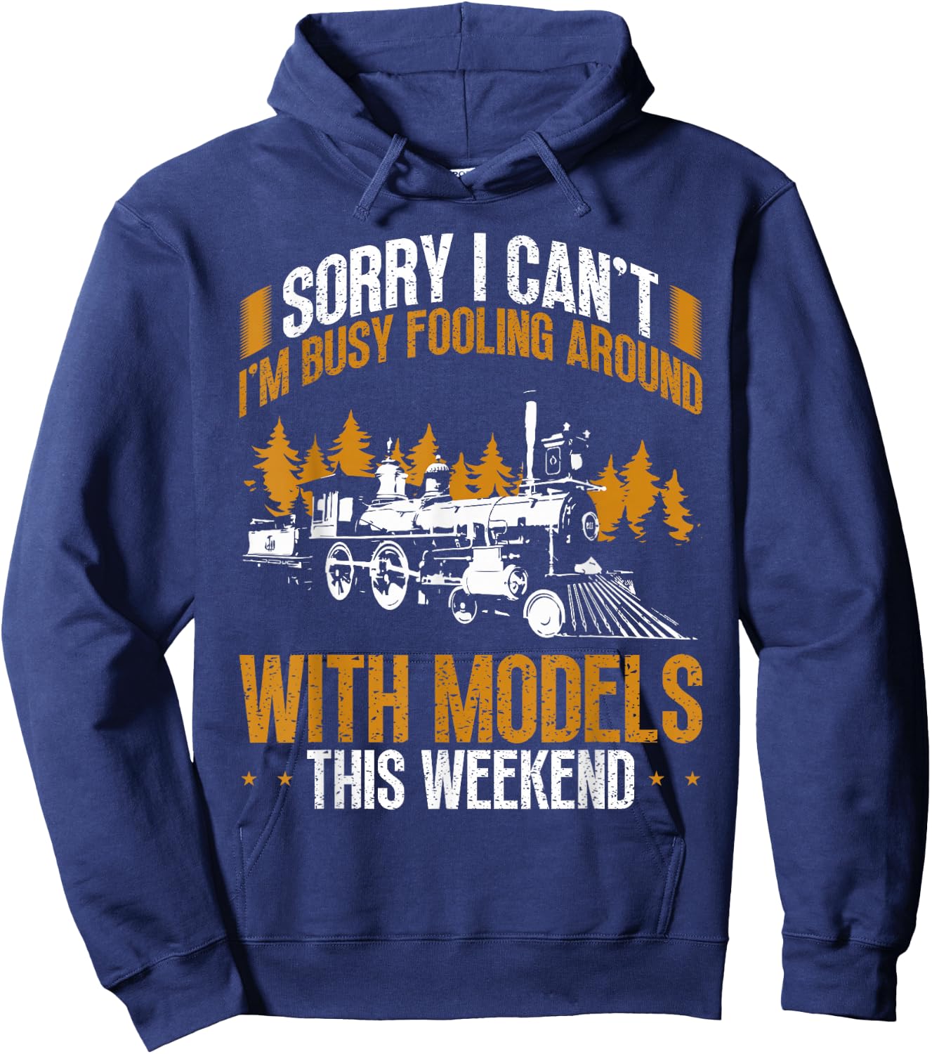 Vintage Model Train Railroad Engineer Hobbyist Hoodie - Hoodie | Navy