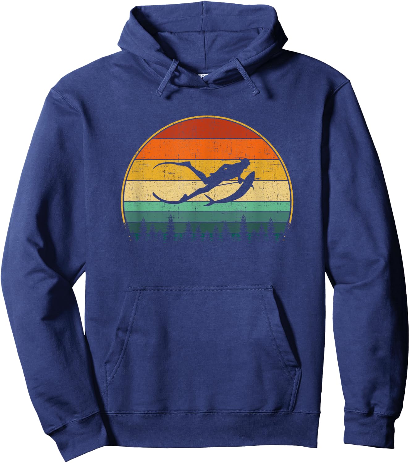Spearfishing retro, spear fishing Hoodie - Hoodie | Navy