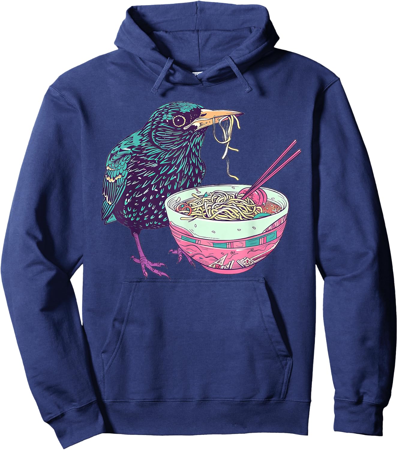 Starling Eating Ramen Hoodie - Hoodie | Navy