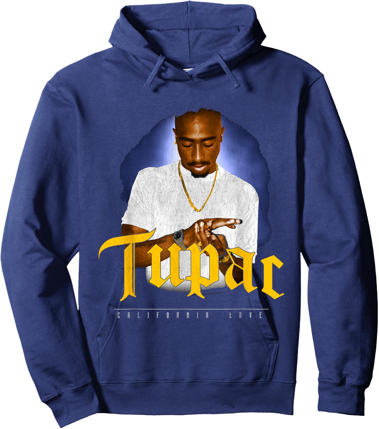 Official Tupac 247 Hands Down Logo Hoodie - Hoodie | Navy