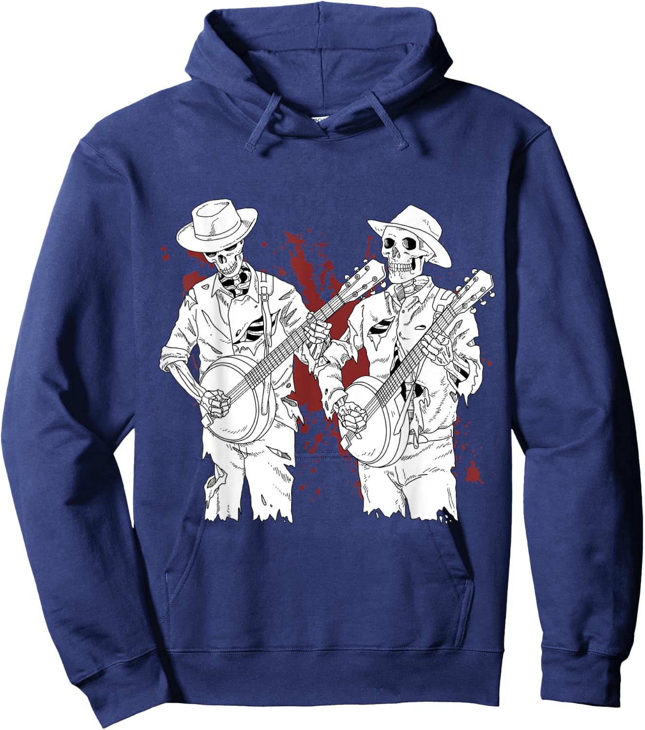 Banjo Scary Banjo Gifts Skeleton Bluegrass Hoodie - Hoodie | Navy